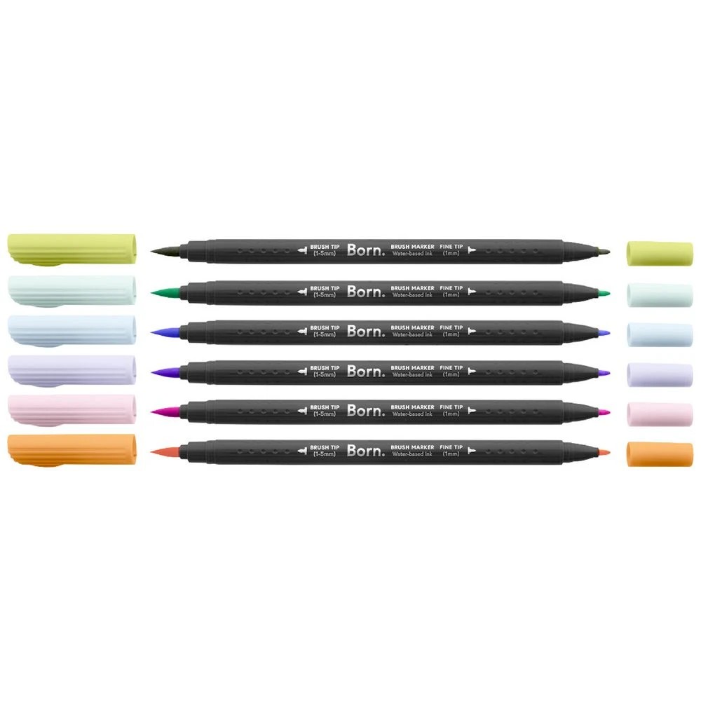 3 Born Professional Brush Dual-Tip Markers Pastel 6 Pack, 3 of 4