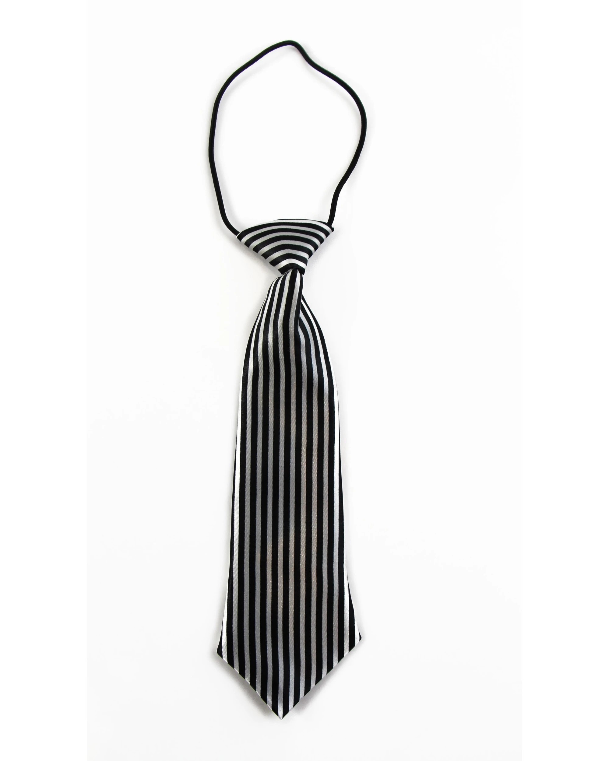 2 Zasel Kids Boys Black & White Vertical Patterned Elastic Neck Tie - Multi, 2 of 2