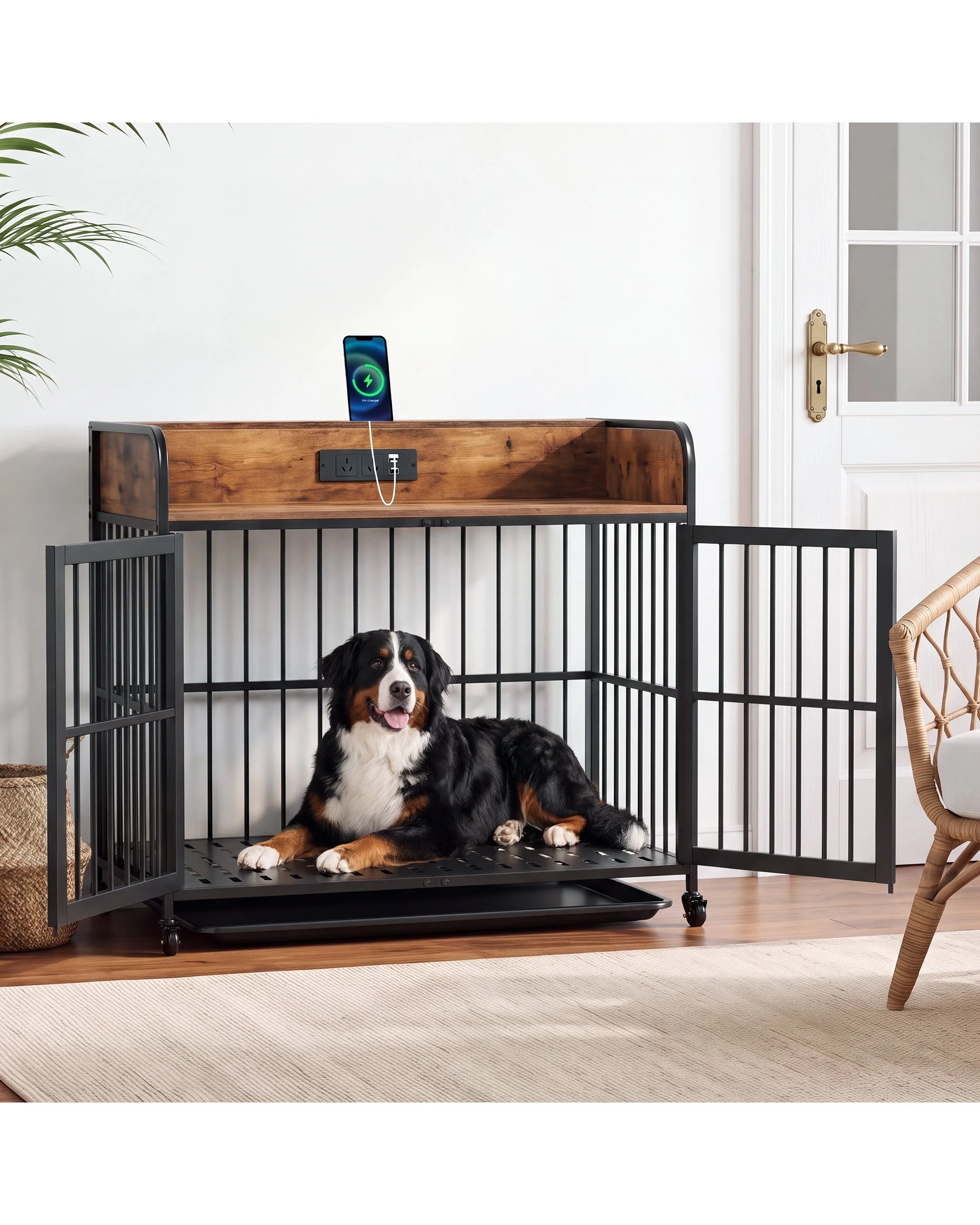 Advwin Wooden Dog Crate Furniture with Power Outlet Side Table - Kmart