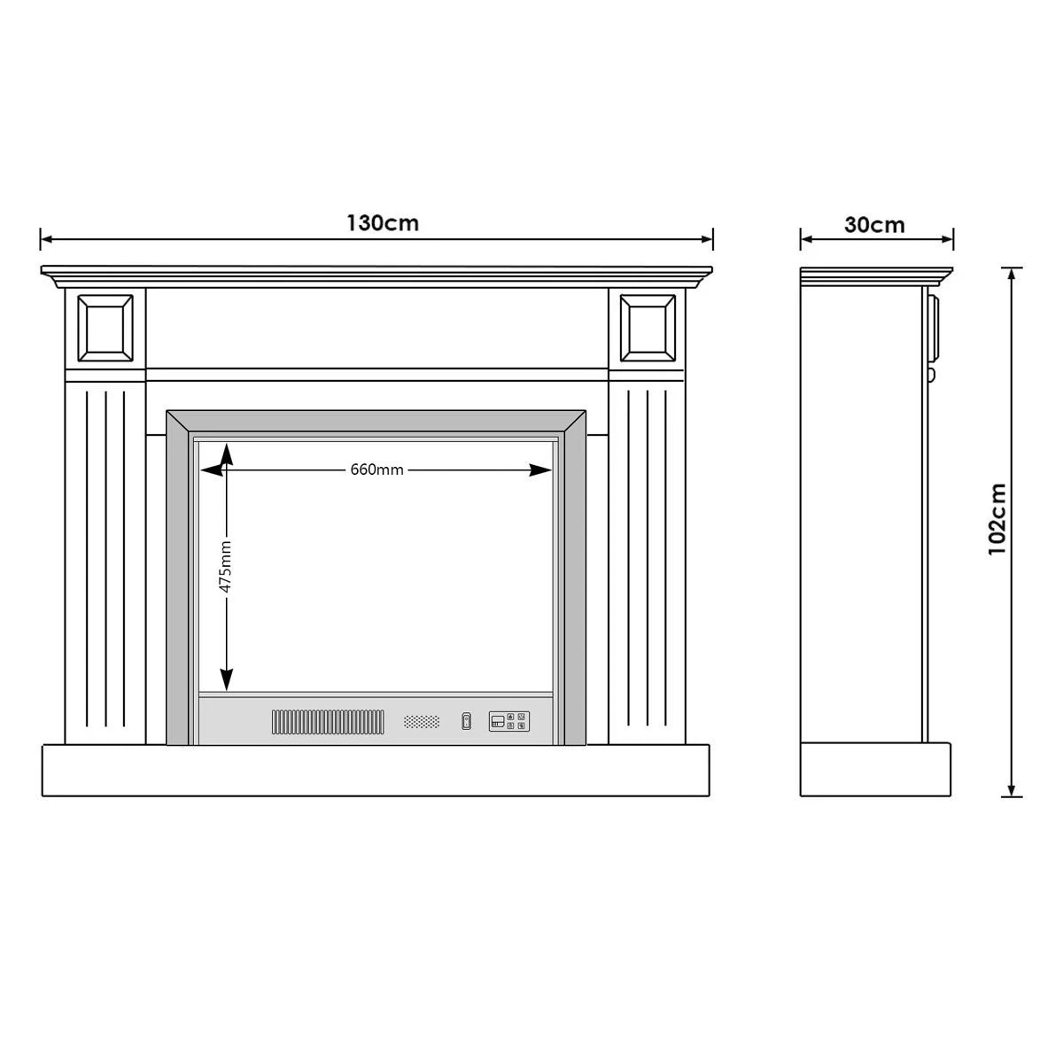4 Moda Living Berwick Electric Fireplace Heater White Mantel Suite with Orion Insert - White, 4 of 8