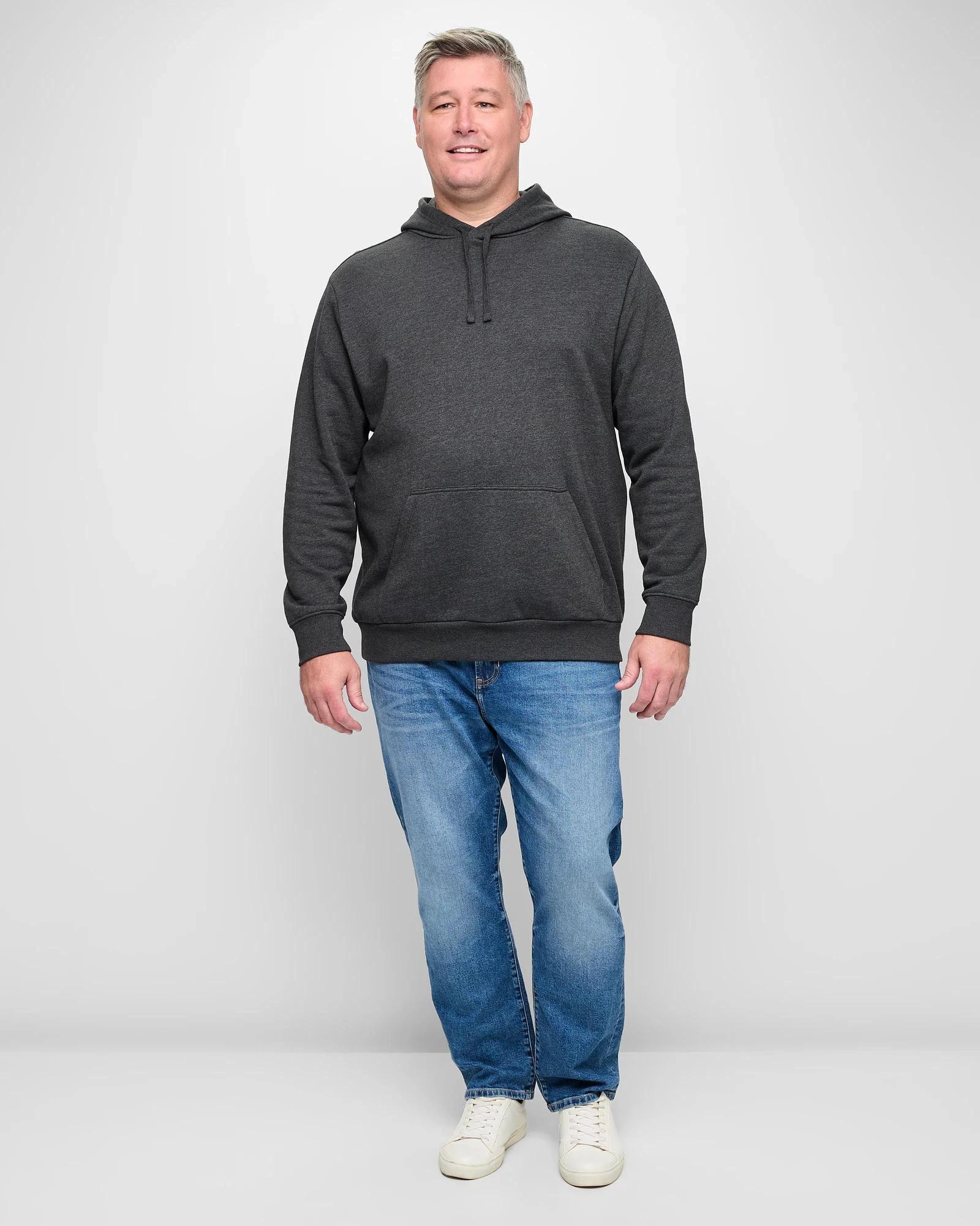 2 Target Man Plus Plus Size Fleece Popover Hoodie CHARCOAL, 2 of 5