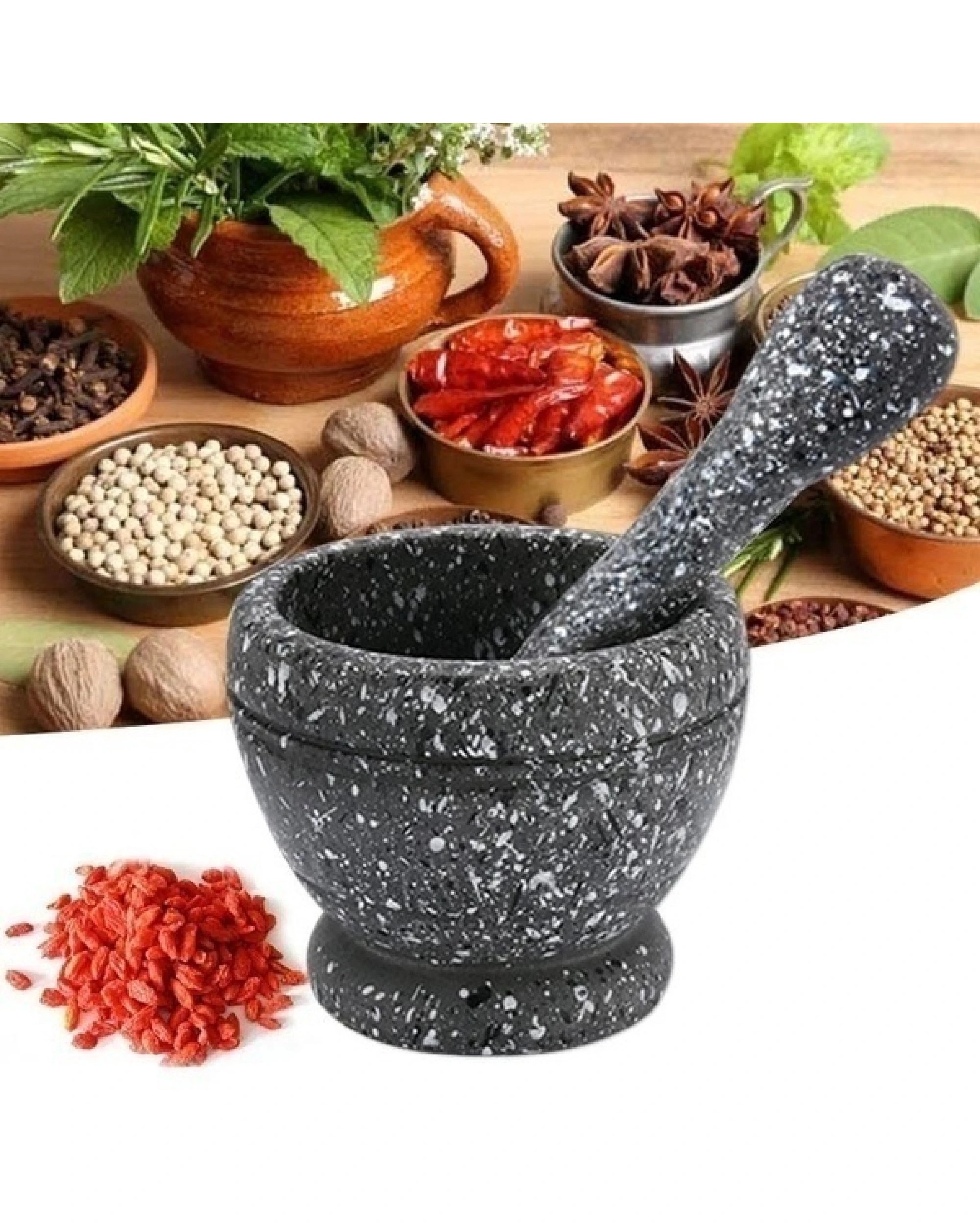 5 BR Home Resin Mortar and Pestle Set for Grinding Garlic and Herbs, 5 of 5