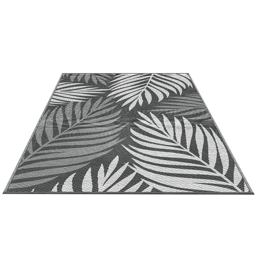 1 Gardeon Outdoor Rugs 152x244cm Large Carpet Reversible Area Mat PP Dual-Sided Patio Rug Leaf - Grey, 1 of 8