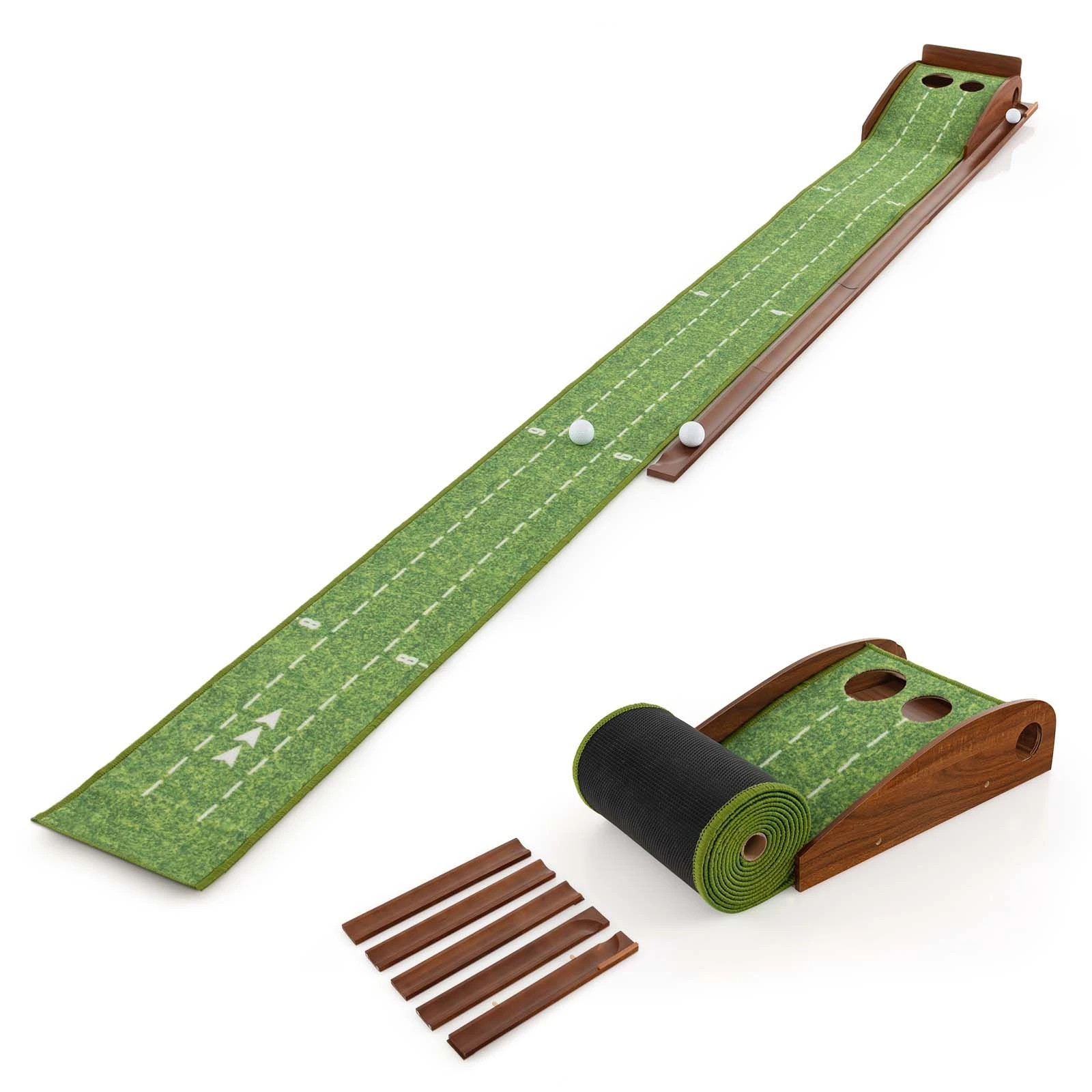 1 Costway Golf Putting Grenn Mat 2 Hole Sizes Golf Training Aid Indoor Outdoor Golf Accessories, 1 of 1