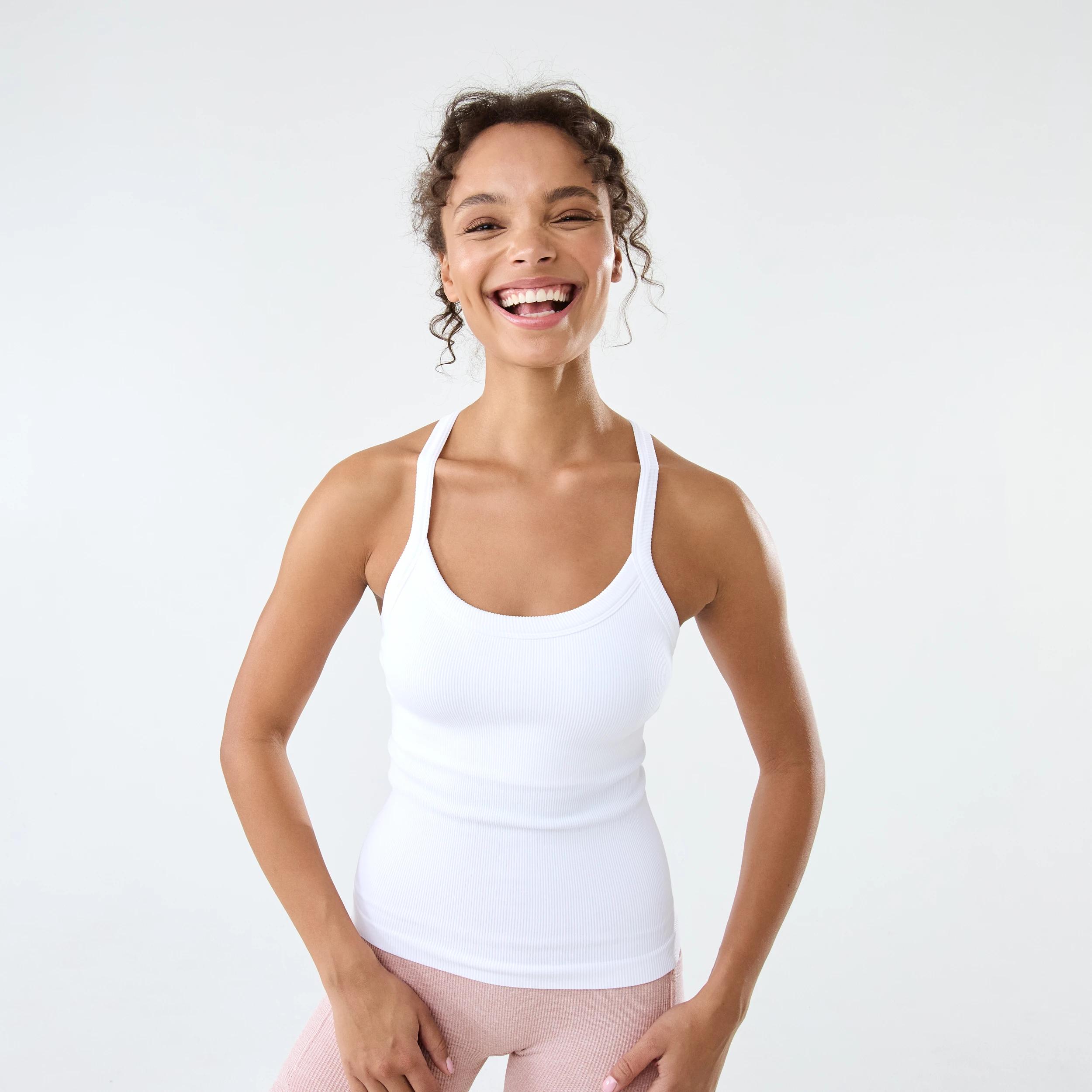 1 Active Womens Ribbed Tank Top White, 1 of 7