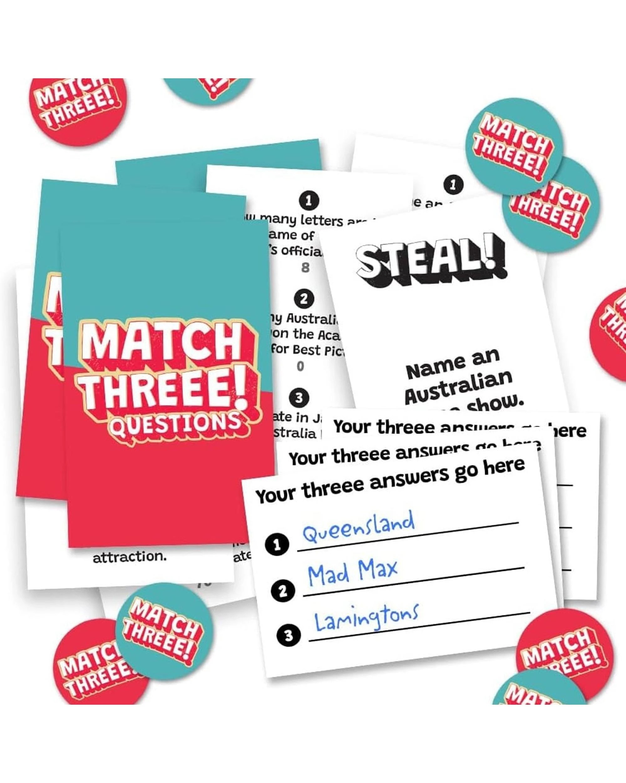 3 Match Three Card Game, 3 of 7