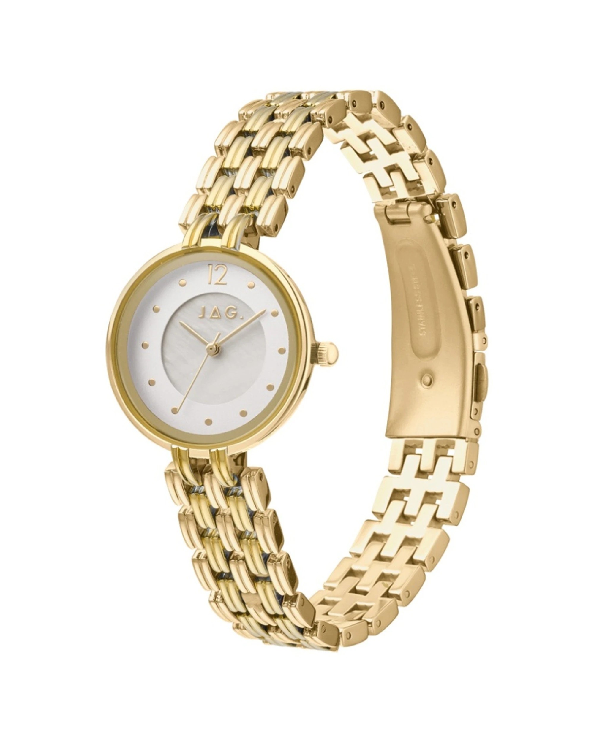 2 JAG Iluka Women's Watch White Mother of Pearl Dial Gold Metal Band 30mm 3 ATM, 2 of 4