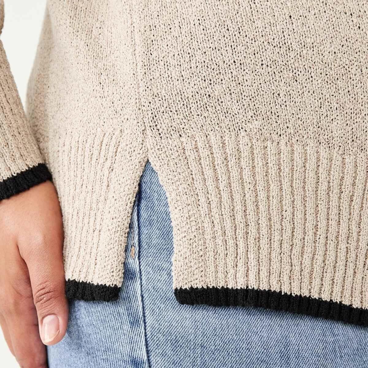 6 Curve Contrast Tipping Jumper Bone Beige, 6 of 6