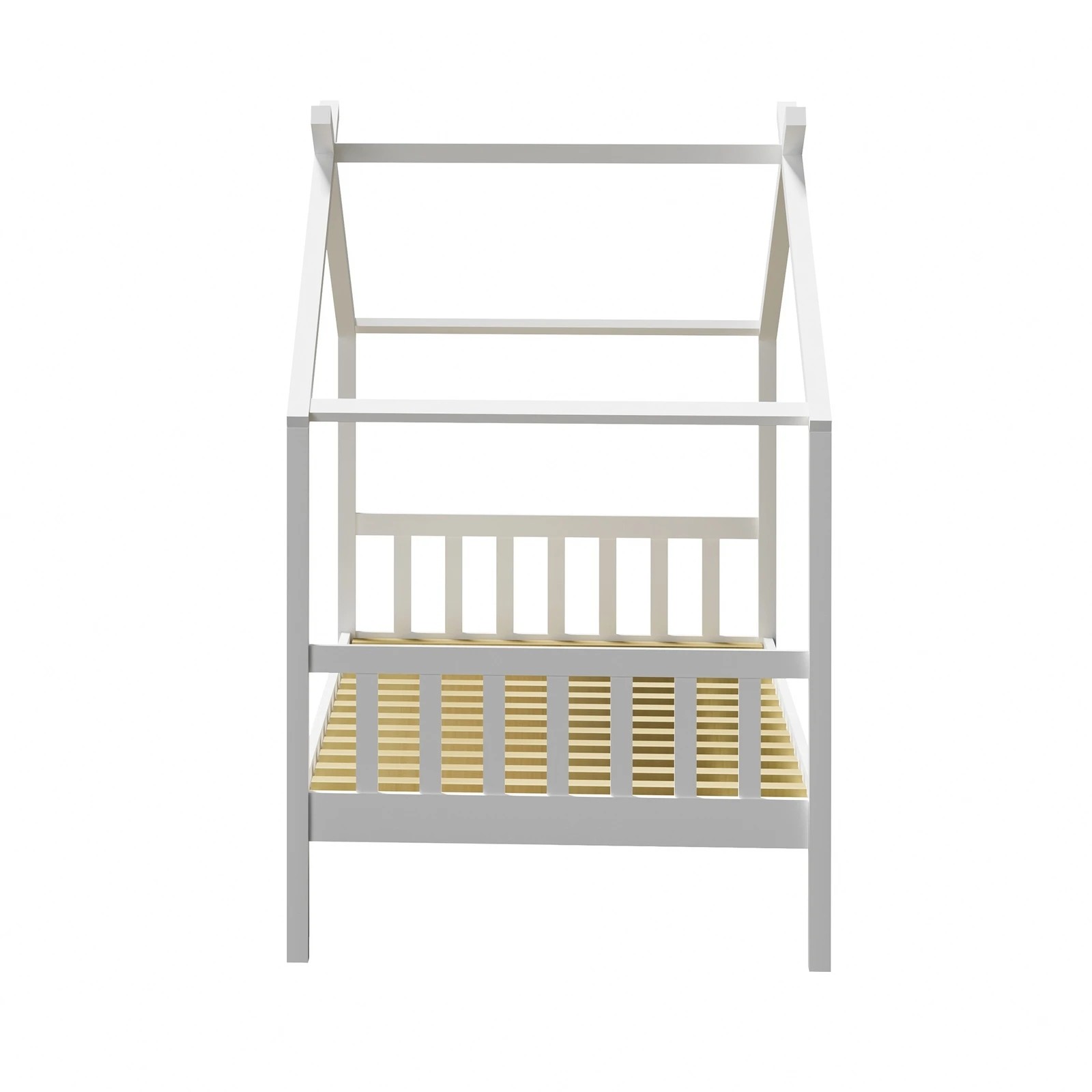 4 Oikiture Bed Frame Wooden Base Kids Single Timber House Beds
 - White, 4 of 10