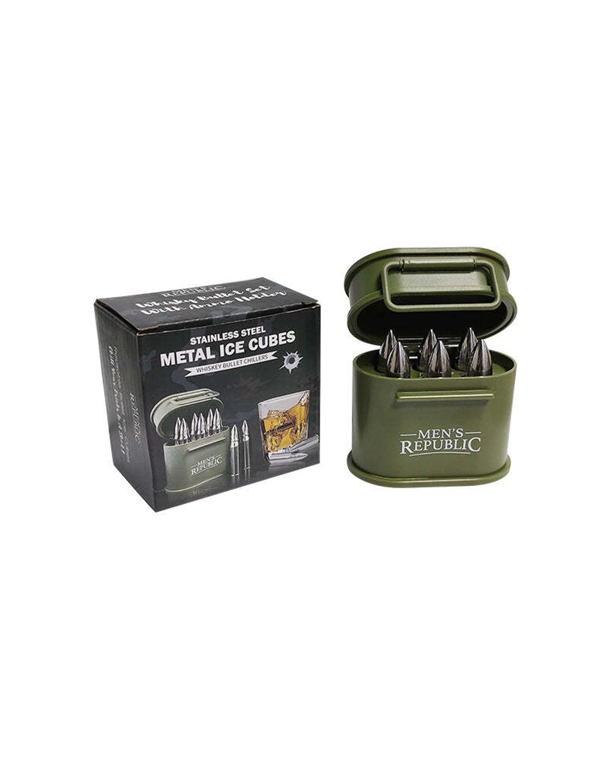 3 Mens Republic 6Pc Bullet Ice Stones Stainless Steel Drink Cooling Reusable Ammo Style Box - Gift Set - Metallic, 3 of 6