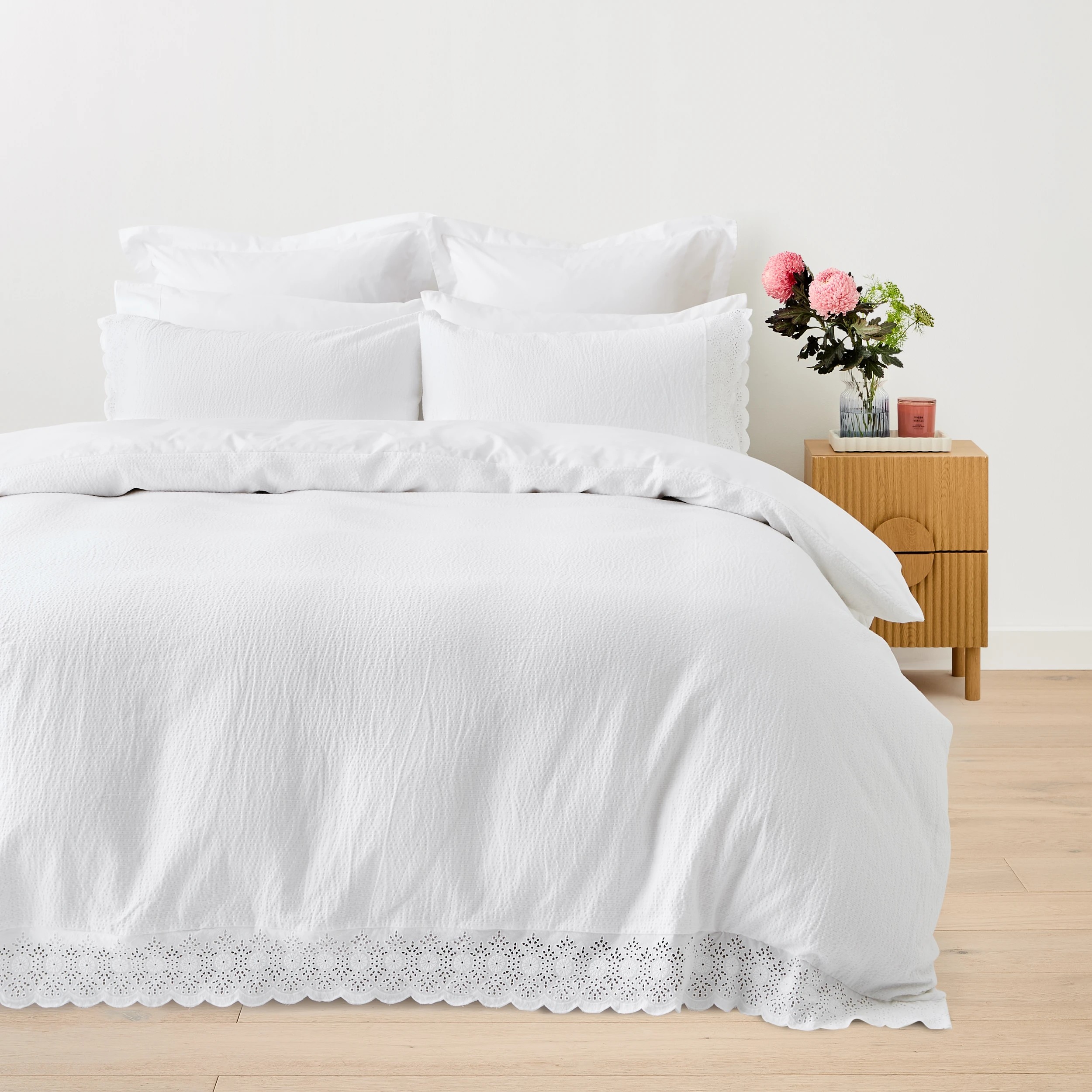 1 Lace Cotton Quilt Cover Set - Double Bed, White, 1 of 6
