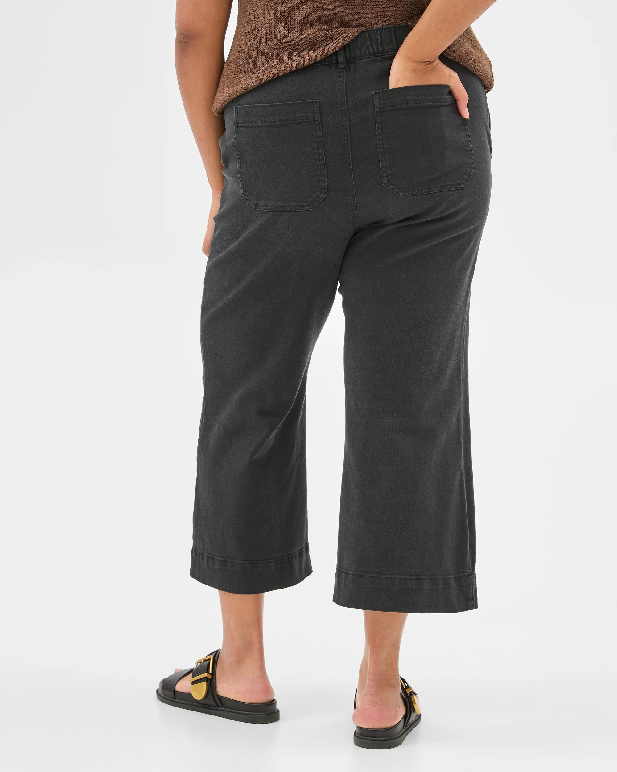 6 Target Plus Size Twill Stretch Wide Leg Pants BLACK, 6 of 6