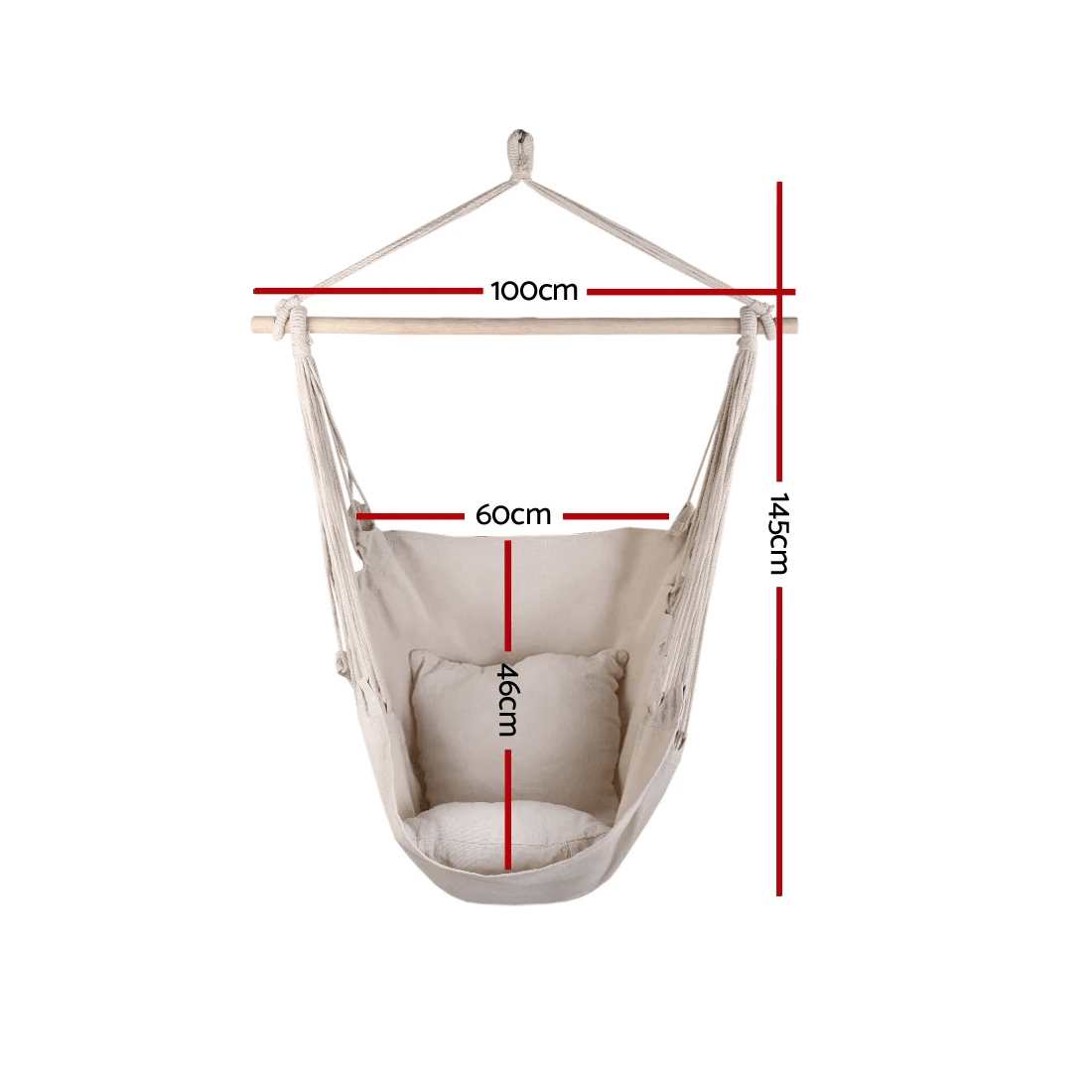 2 Gardeon Hammock Chair Outdoor Camping Hanging Hammocks Cushion Pillow - Beige, 2 of 7