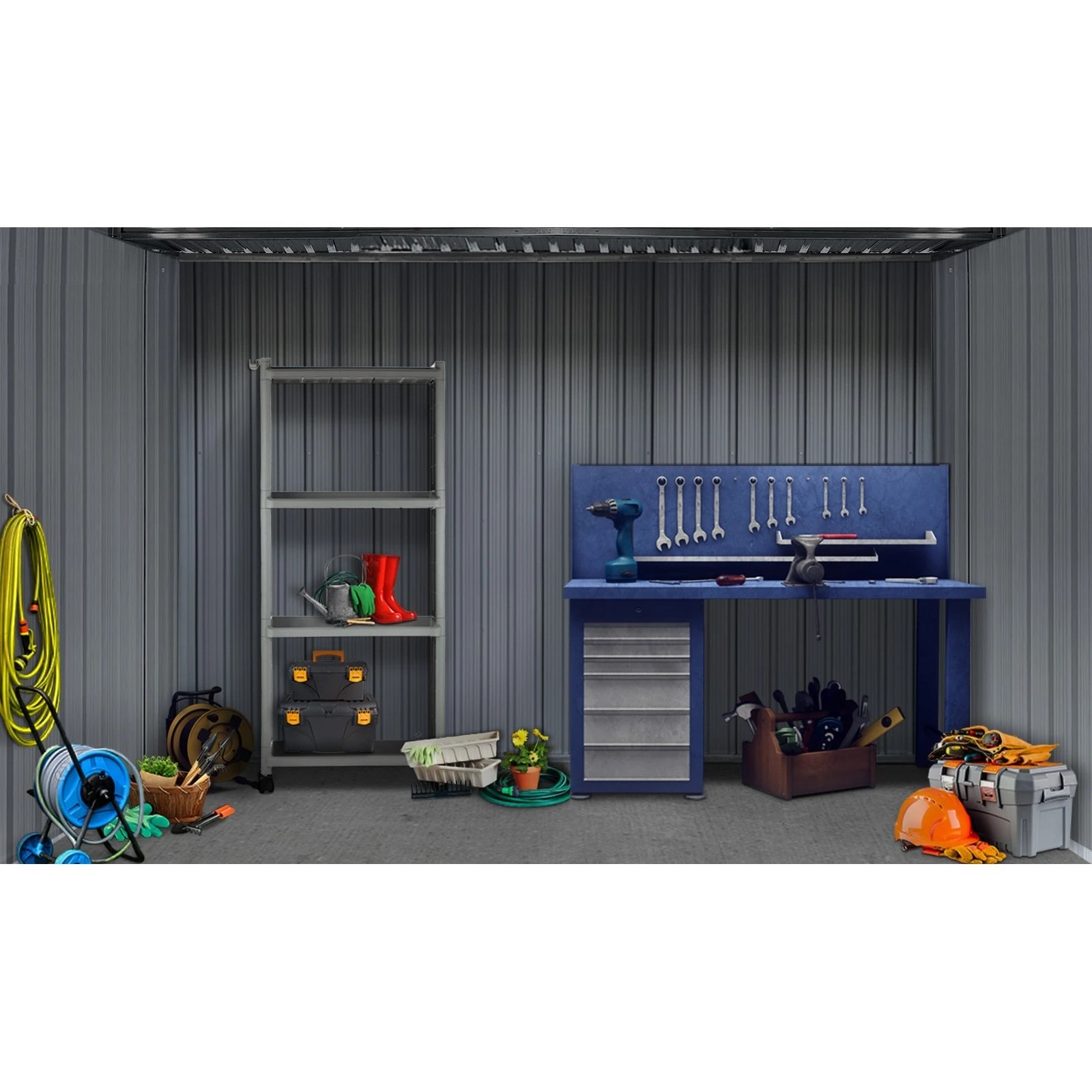 5 Livsip Garden Shed Outdoor Storage Sheds 2.57x2.05M Workshop Cabin Metal Base - Grey, 5 of 8