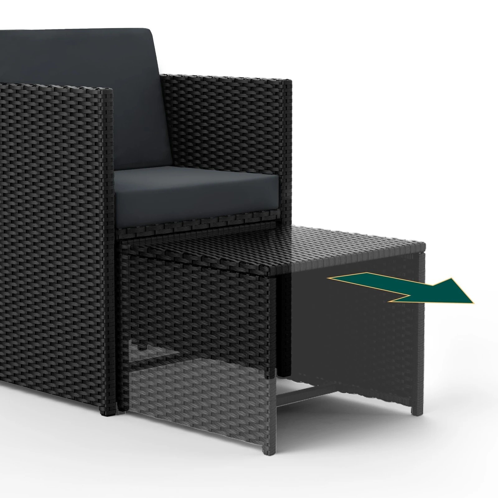 8 Alfordson Outdoor Dining Set 13 PCS Table Chairs Patio Lounge Wicker Furniture - Black, 8 of 10