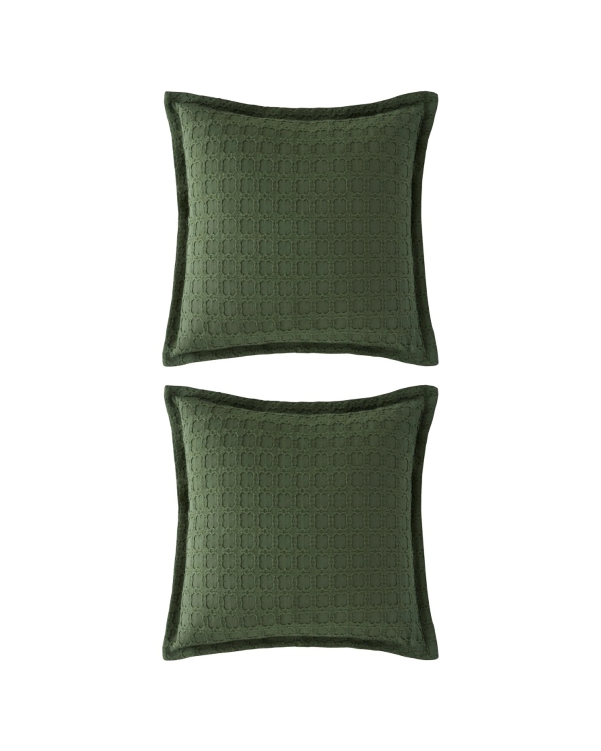 1 Bianca Mossbury Textured Cotton European Pillowcase 2PK 65x65cm - Green, 1 of 1