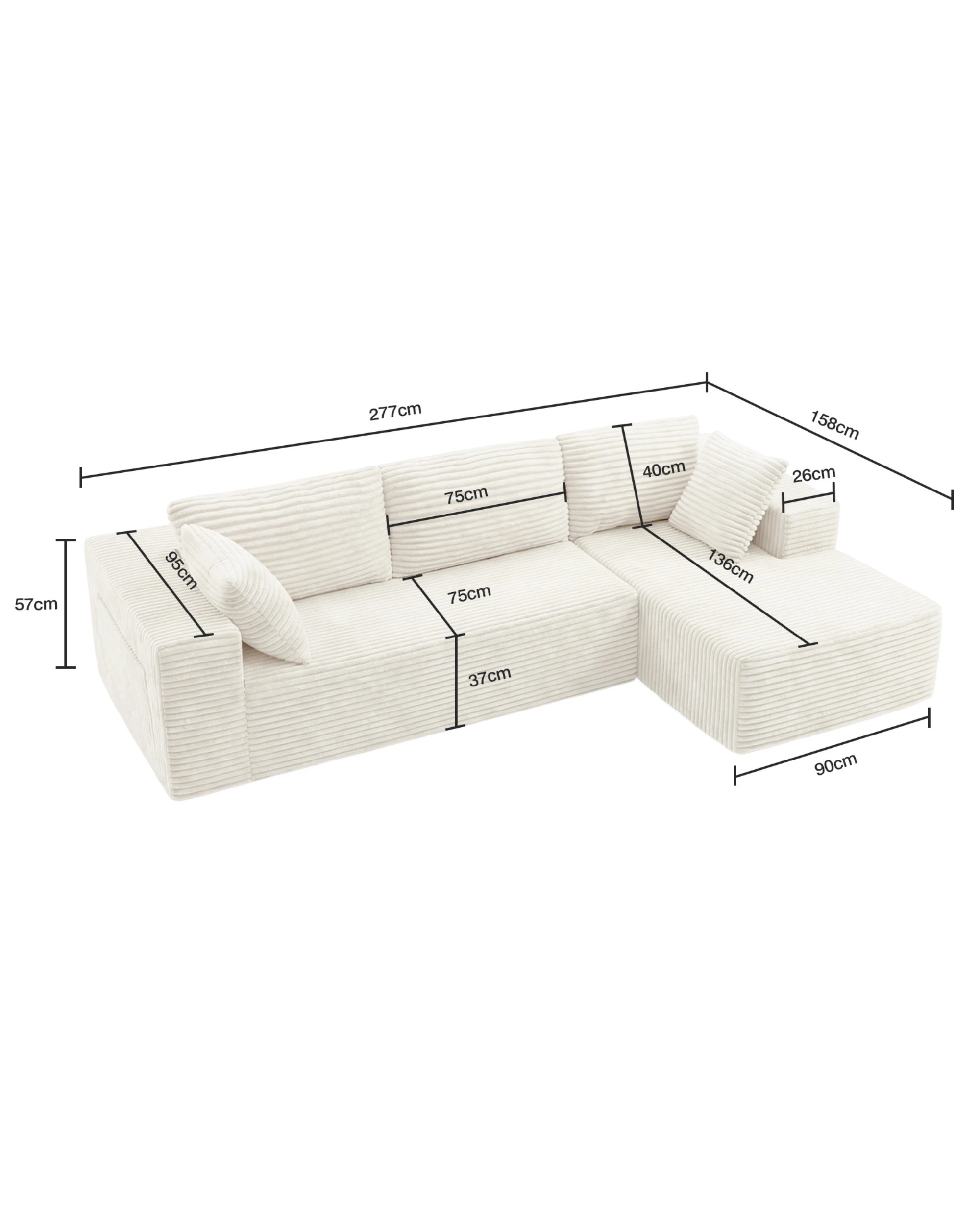 2 Advwin 277cm L Shape Convertible Modular Sectional Couch - Beige, 2 of 7