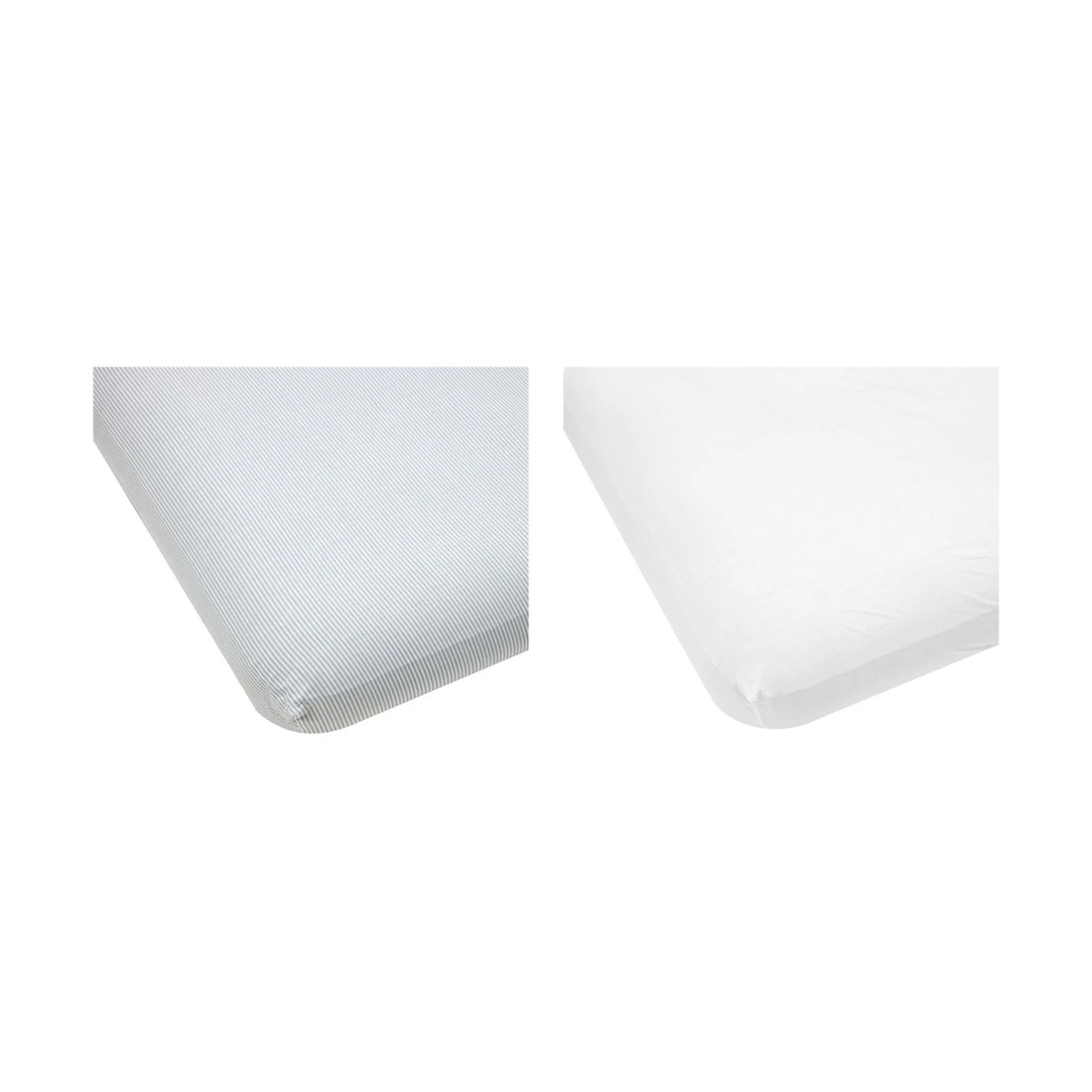 1 2 Pack Cotton Fitted Cot Sheets - White and Stripe, 1 of 6