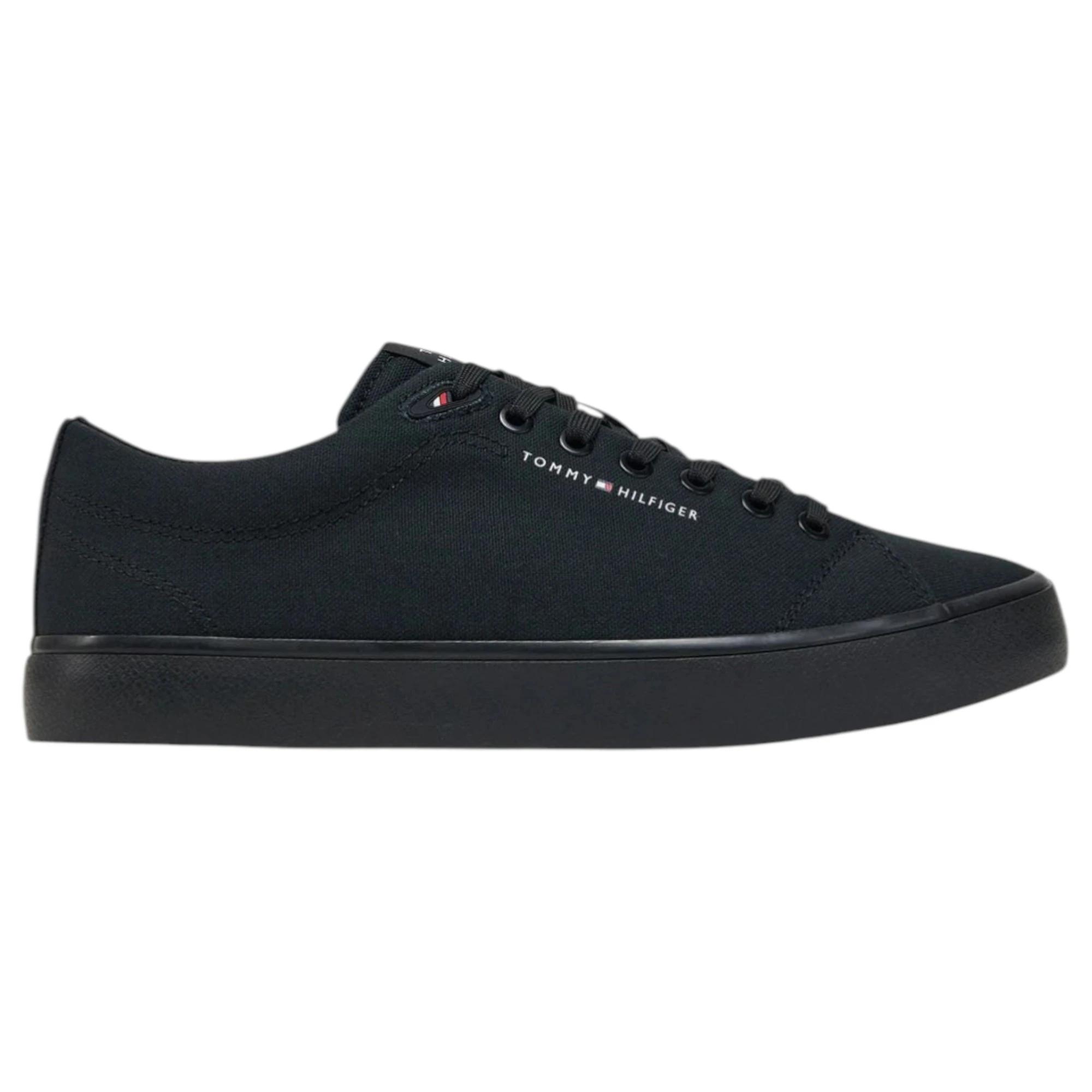 1 Tommy Hilfiger Mens Logo Patch Casual Shoes BLACK, 1 of 6