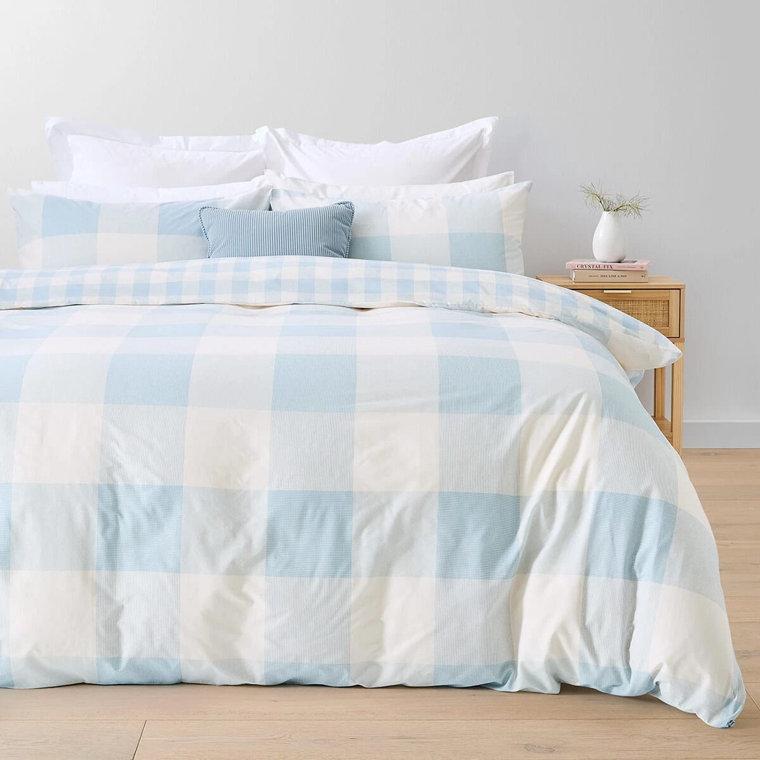 1 Blake Cotton Rich Reversible Quilt Cover Set - King Bed, Blue, 1 of 7