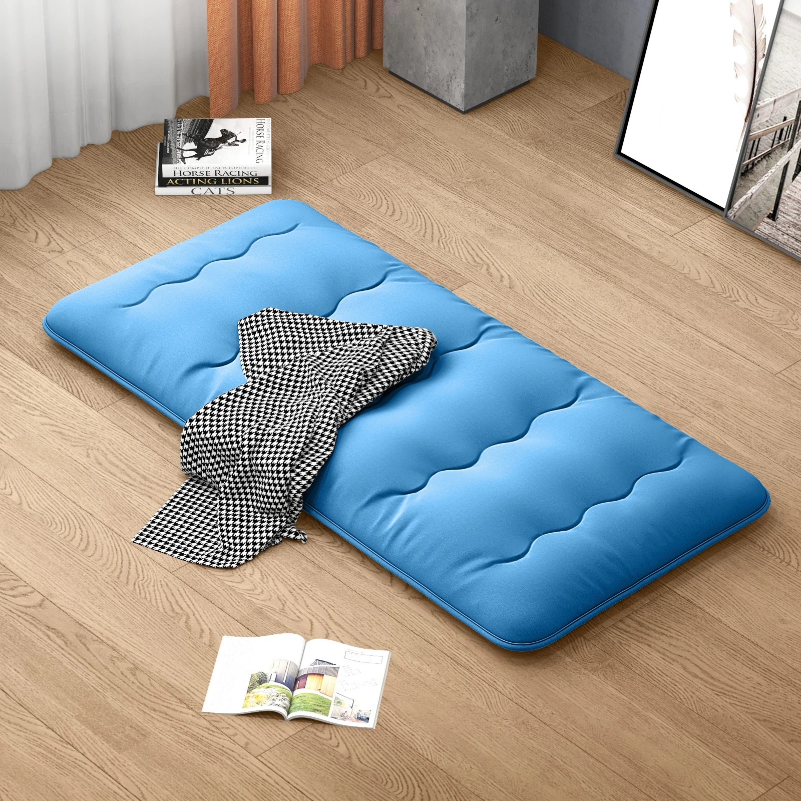 2 Costway Twin Size Camping Mattress Roll up Mat Cushion Floor Lounger Bed Sleeping Pad - Blue, 2 of 3
