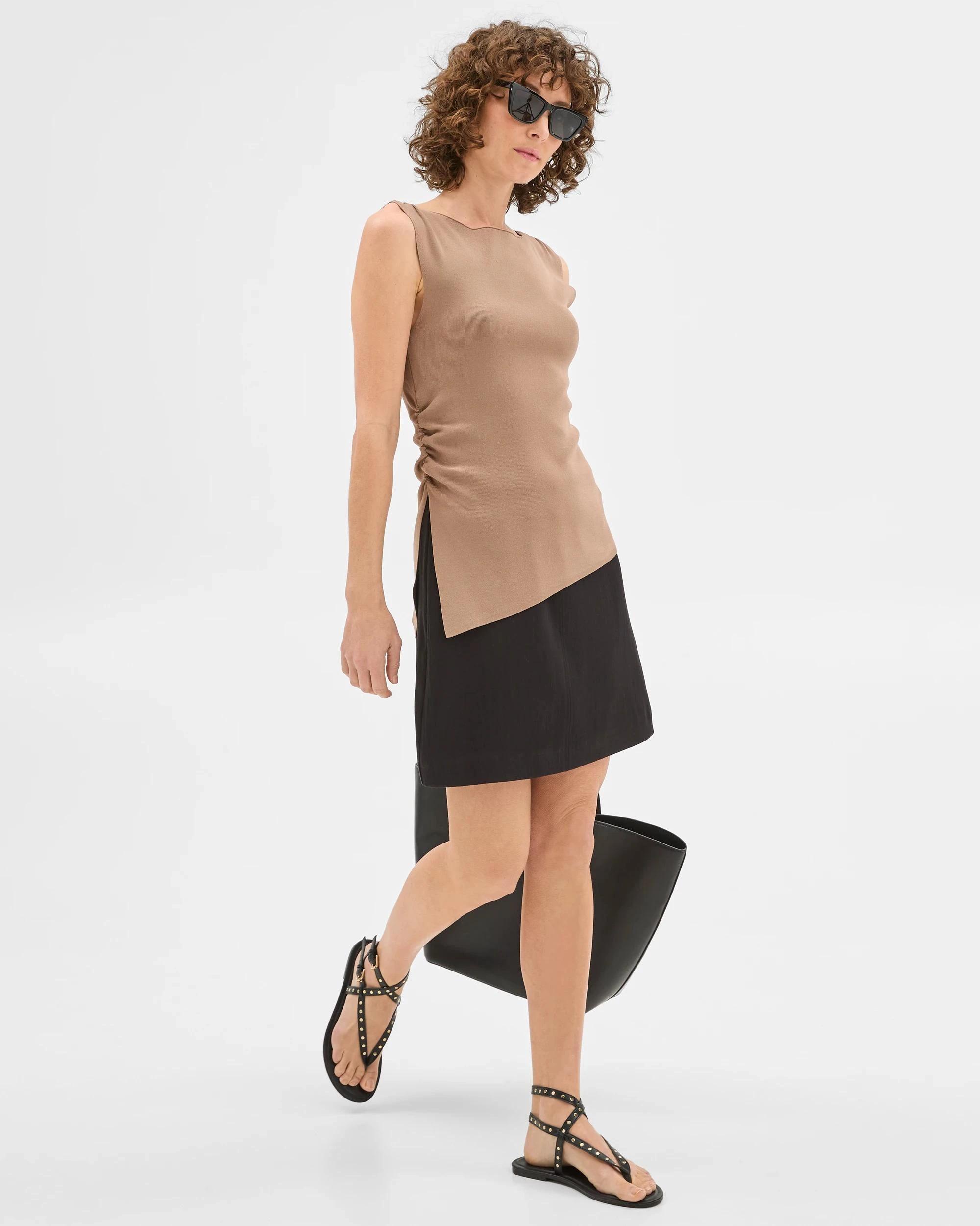 2 Summer Twill Seam Detail Mini Skirt - Preview BLACK, 2 of 7