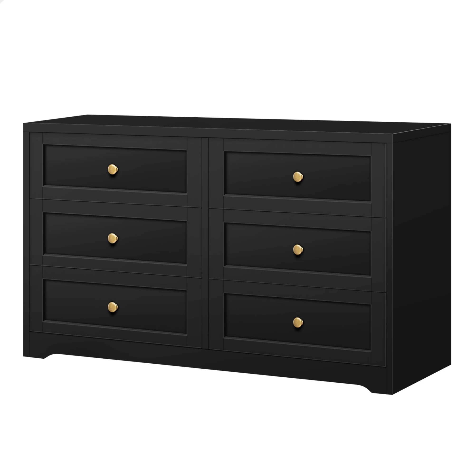 1 Alfordson 6 Chest of Drawers Hamptons Storage Cabinet Dresser Tallboy - Black, 1 of 8