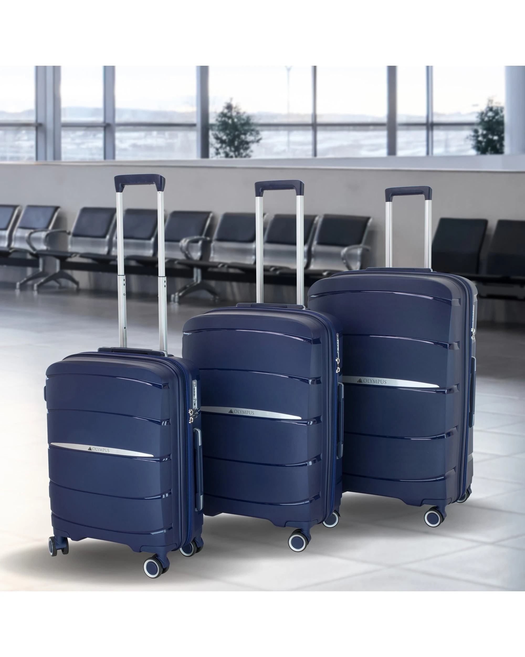 3 Olympus 3PC Eos Luggage Set Hard Shell Suitcase ABS+PC in Blue - Blue, 3 of 8
