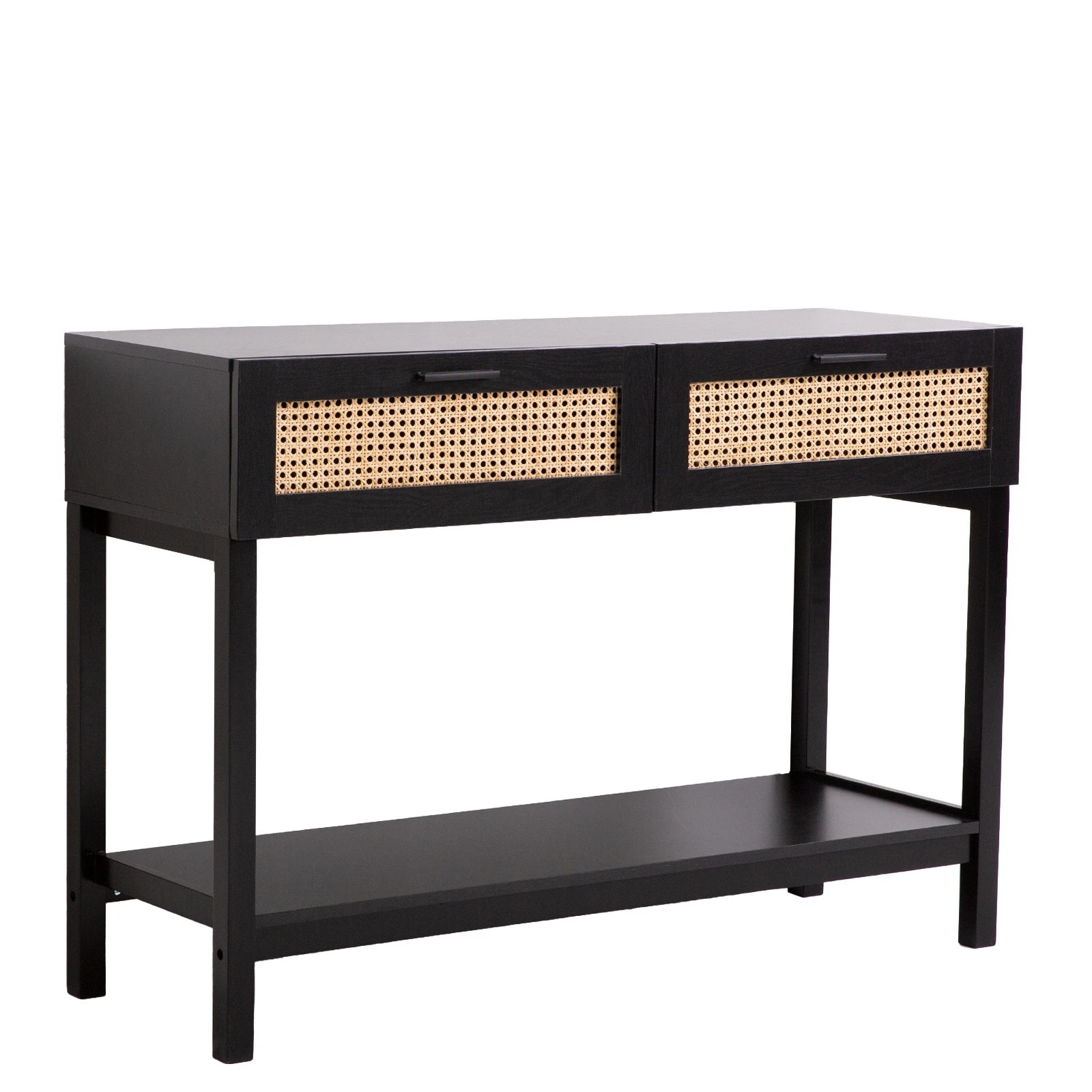 4 Casa Decor Tulum Rattan Console Table Entry Table Storage Hallway Wood - Black - Black, 4 of 8