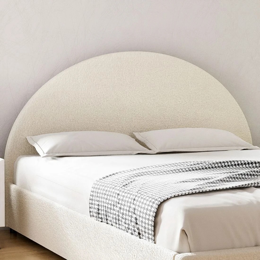 4 Artiss Bed Frame Gas Lift Strorage Beds Base Platform Boucle Fabric Double ELLA - Beige, 4 of 7