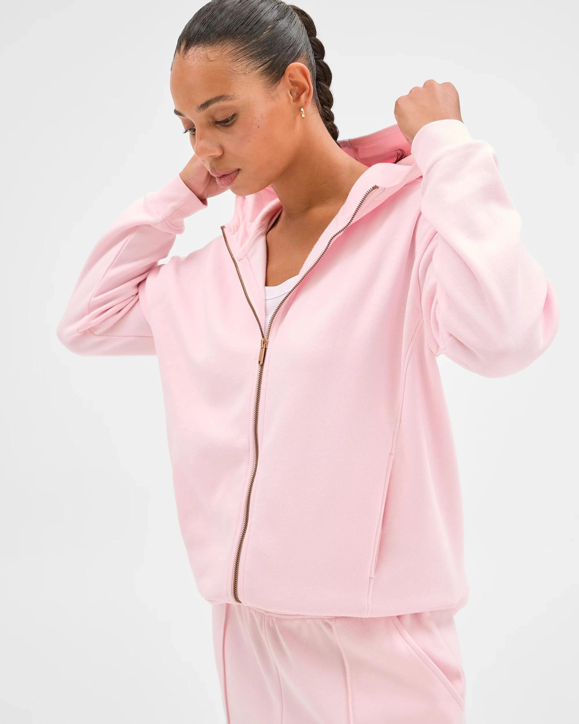 2 Target Active Active Australian Cotton Blend Fleece Zip Through Hoodie BARLEY PINK, 2 of 6