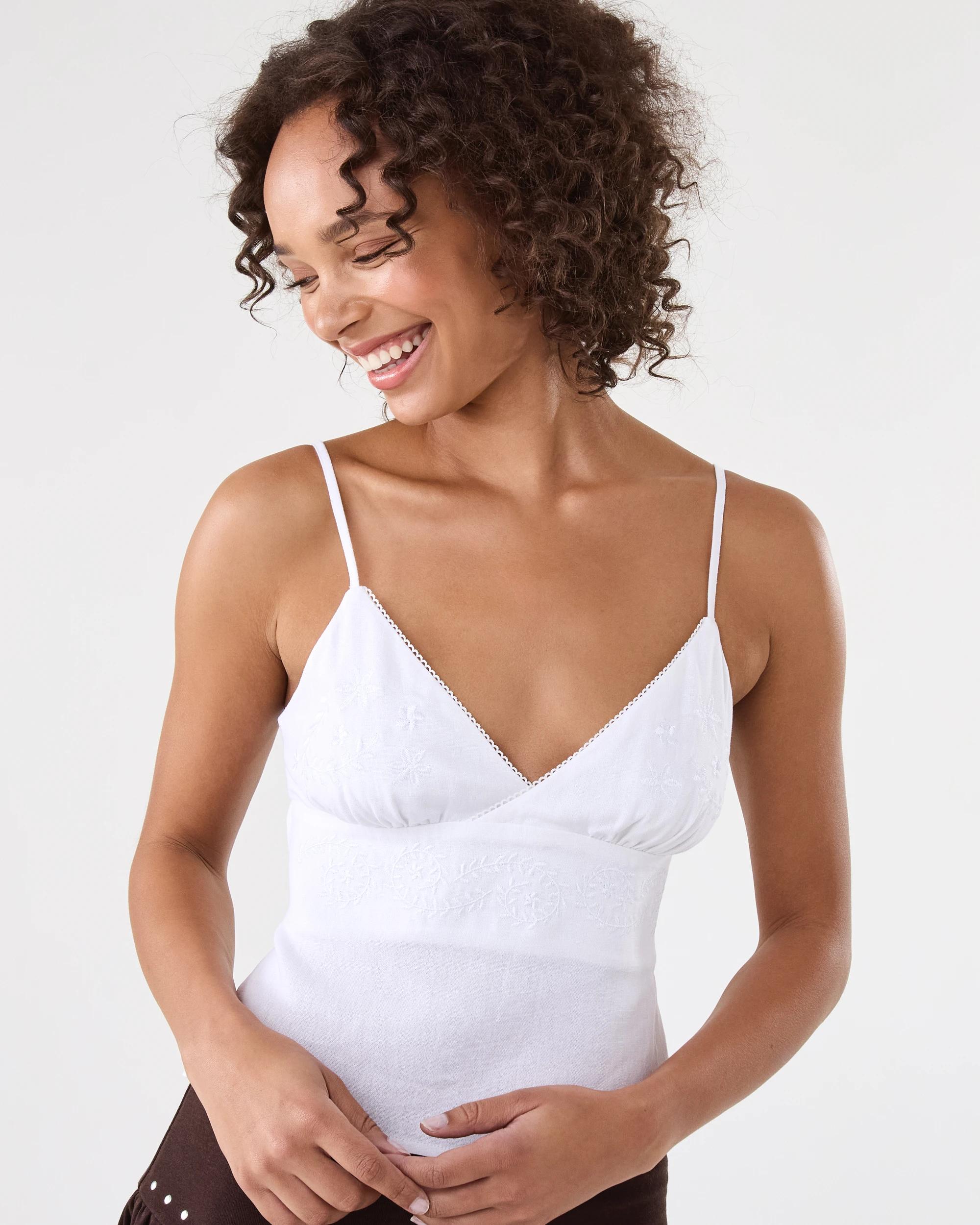 5 Linen Blend Embroidered Cami White, 5 of 7