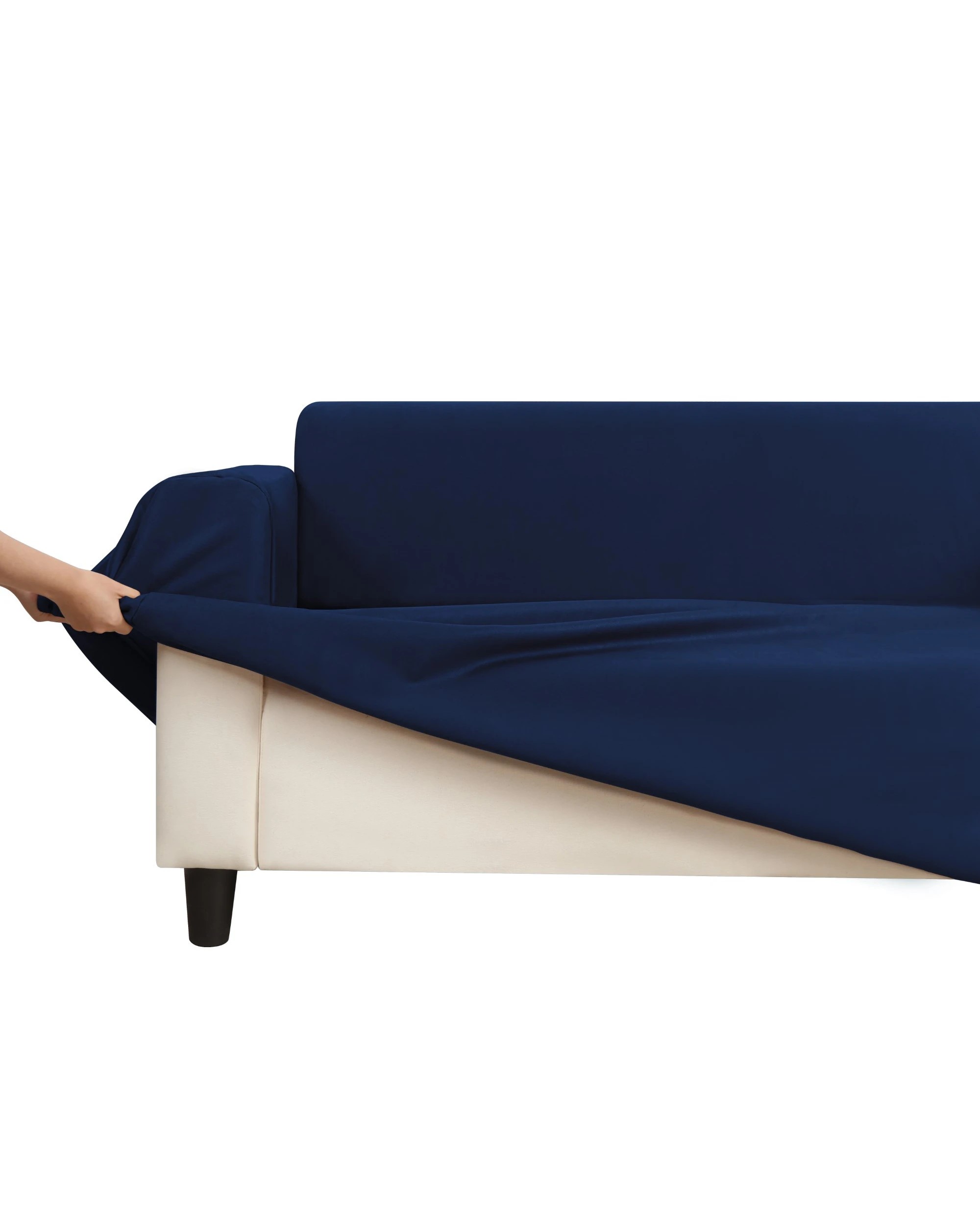 1 Sherwood Home Premium Faux Suede Royal 3 Seater Couch Sofa Cover - Dark Blue, 1 of 5