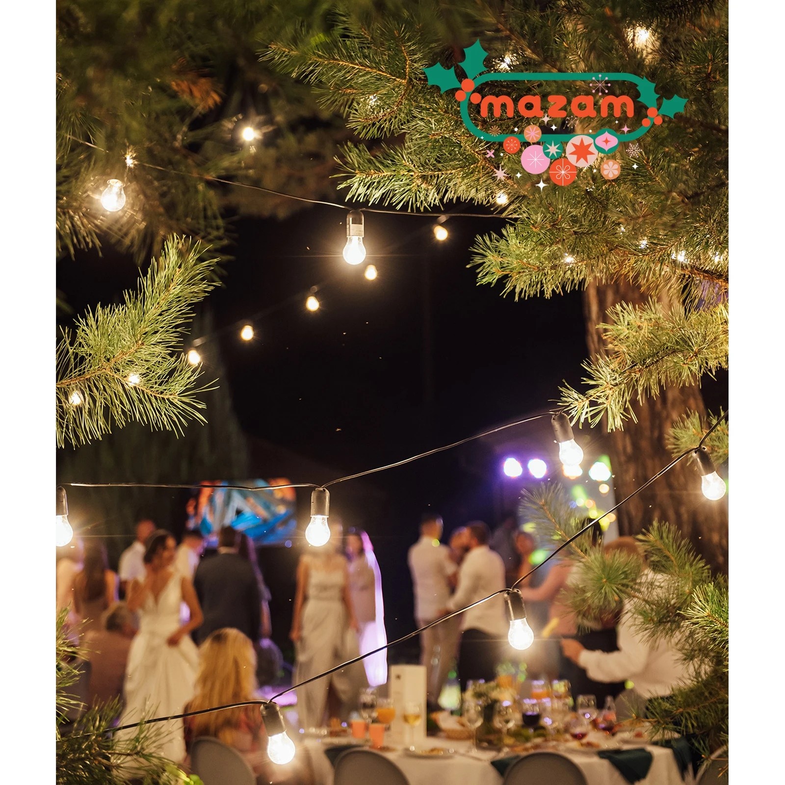 8 Mazam 80M LED Outdoor Festoon String Lights - Black, 8 of 10