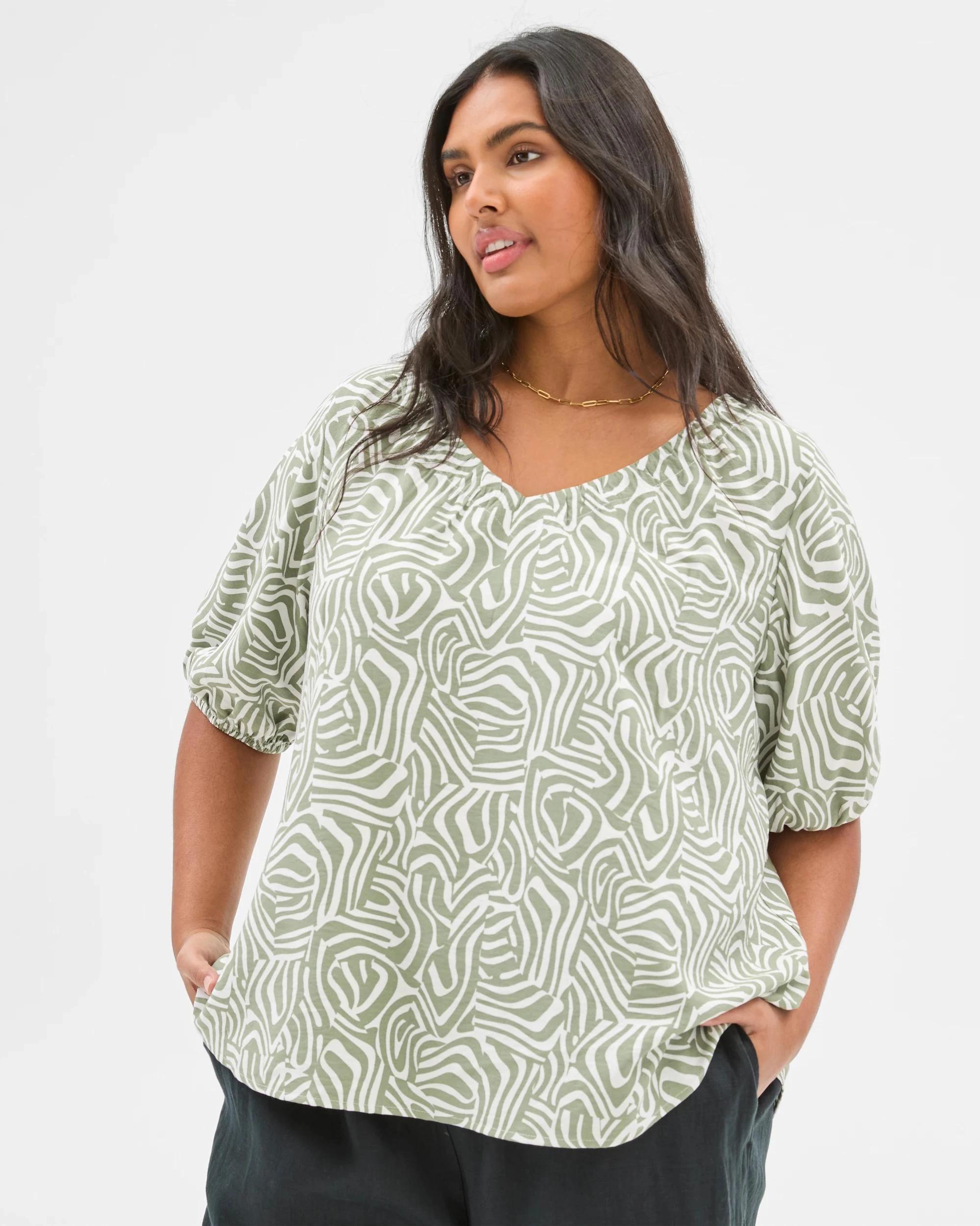 4 Target Plus Size Gathered V-Neck Blouse TRIBAL PRINT, 4 of 7