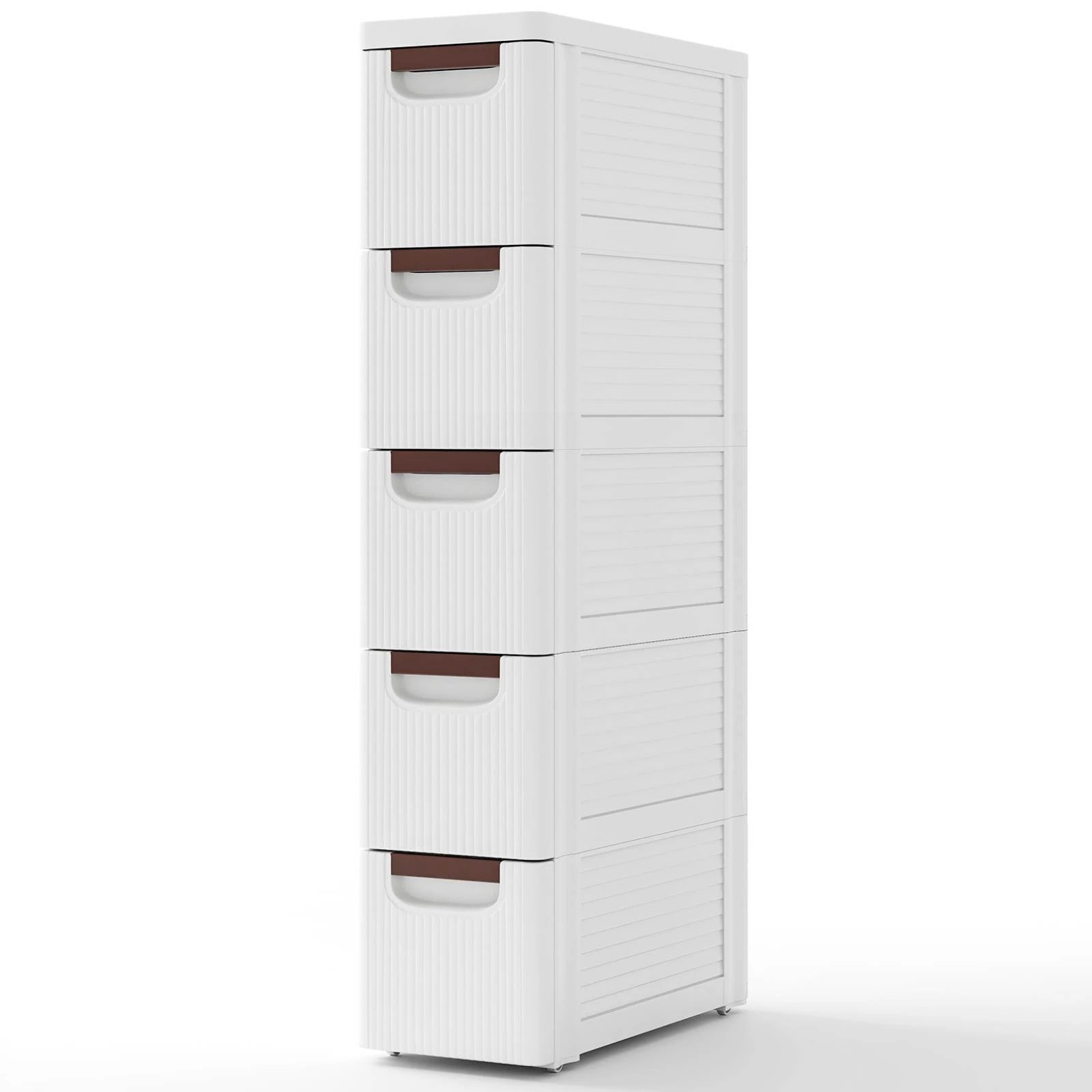 1 Costway 5 Chest of Drawers Mobile Tallboy Narrow Storage Cabinet Organizer Unit, 1 of 4