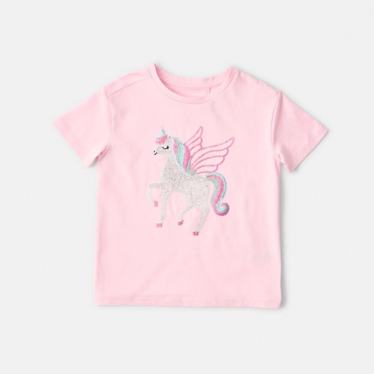 7 Short Sleeve Sequin T-shirt Unicorn, 7 of 8