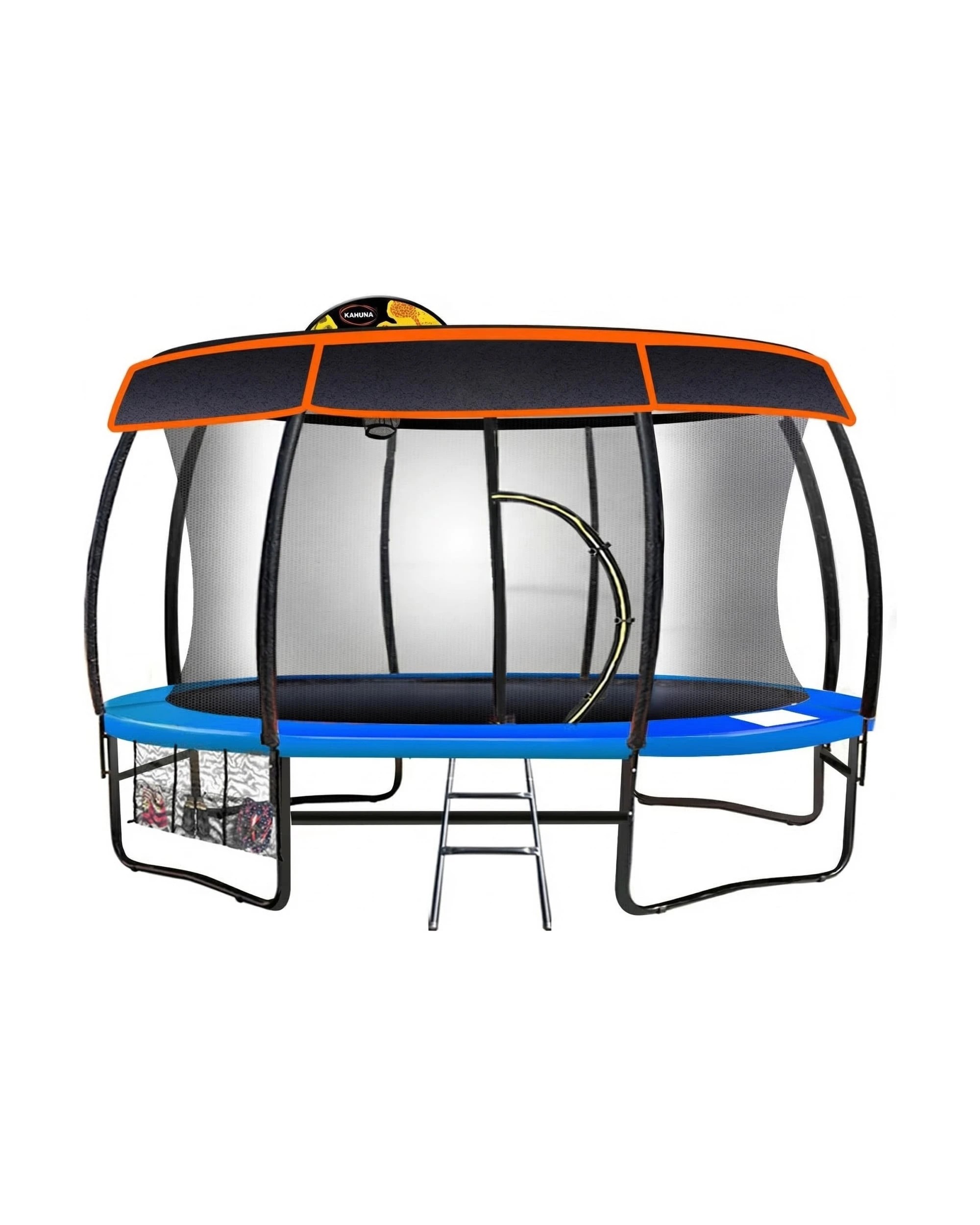 1 Kahuna 14ft Trampoline with LED Basketball Set and Roof in Blue, 1 of 6