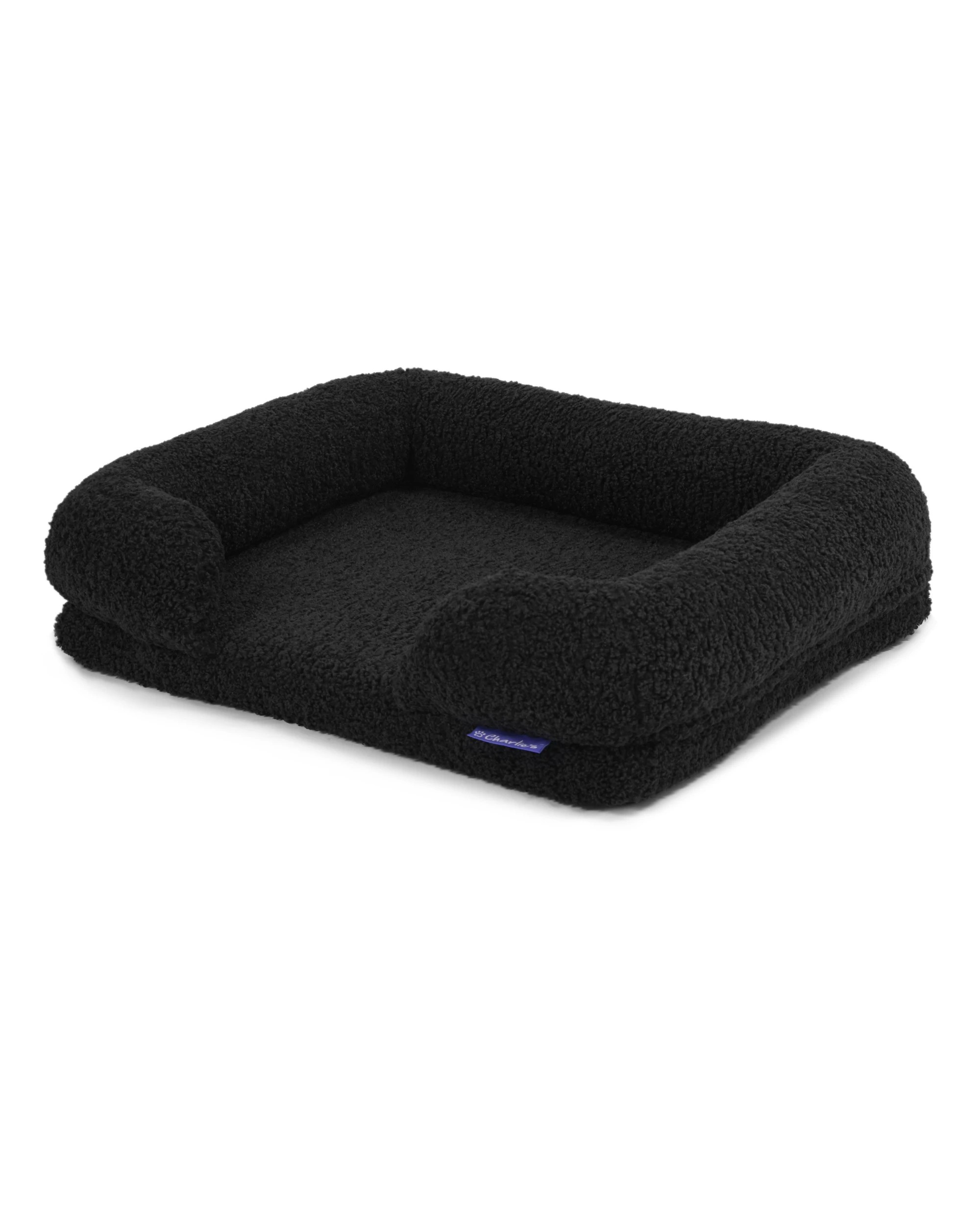 5 Charlie's Teddy Fleece Orthopedic Memory Foam Sofa Dog Bed with Bolster Medium - Charcoal, 5 of 9