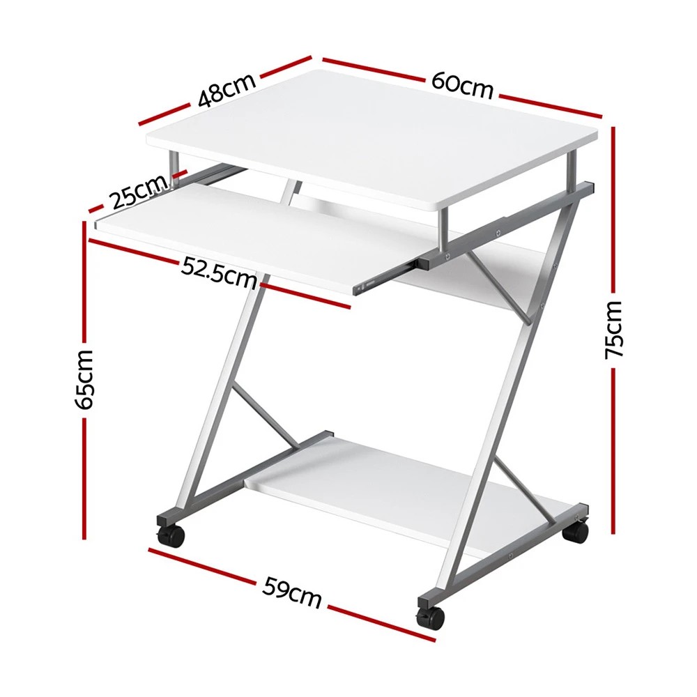 2 Artiss Computer Desk Keyboard Tray Shelf  60CM - White, 2 of 8