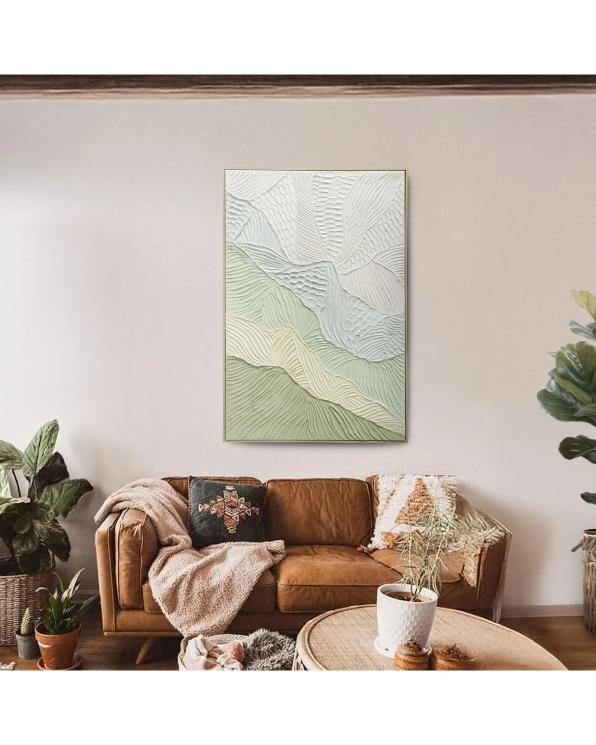 2 Urban Style Brushmarks Oil Painting Textured Artwork Sage Ripple 825x1225mm - Green, 2 of 6