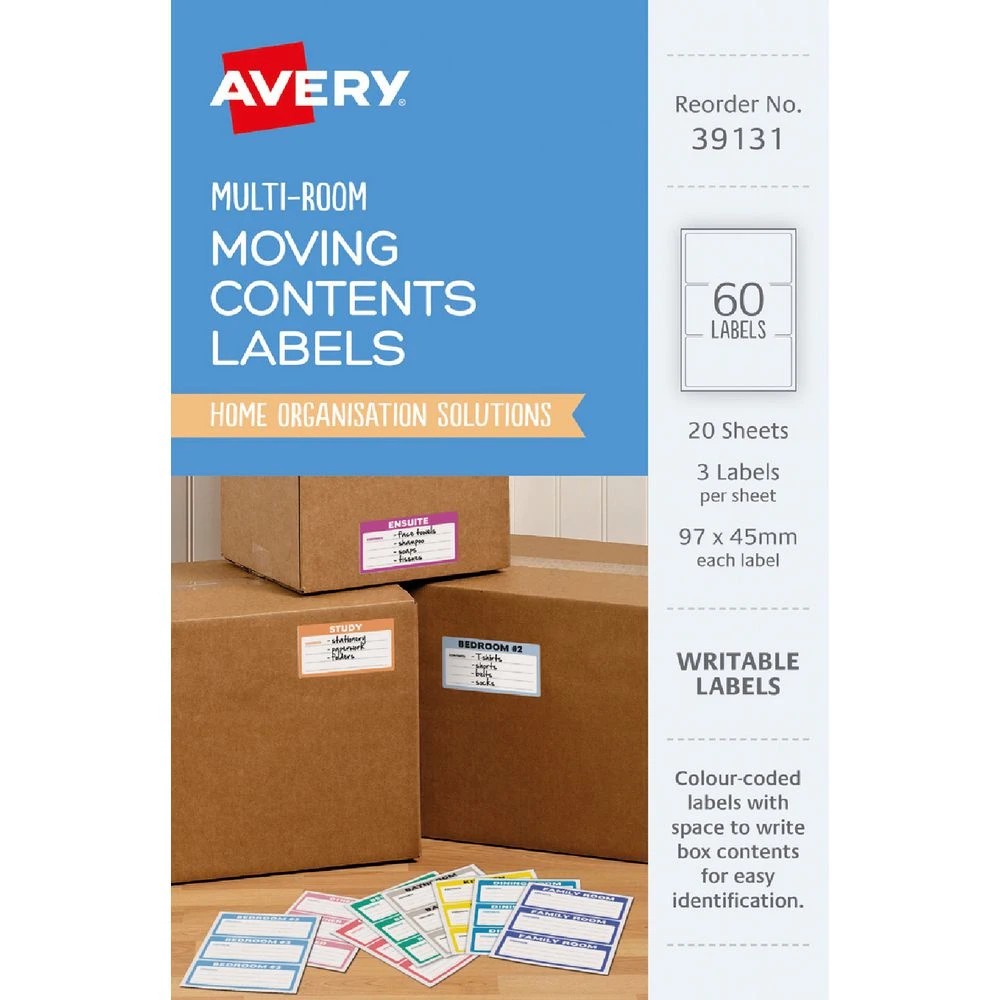 1 Avery Moving Contents Labels 100 x 25mm 20 Sheets, 1 of 2