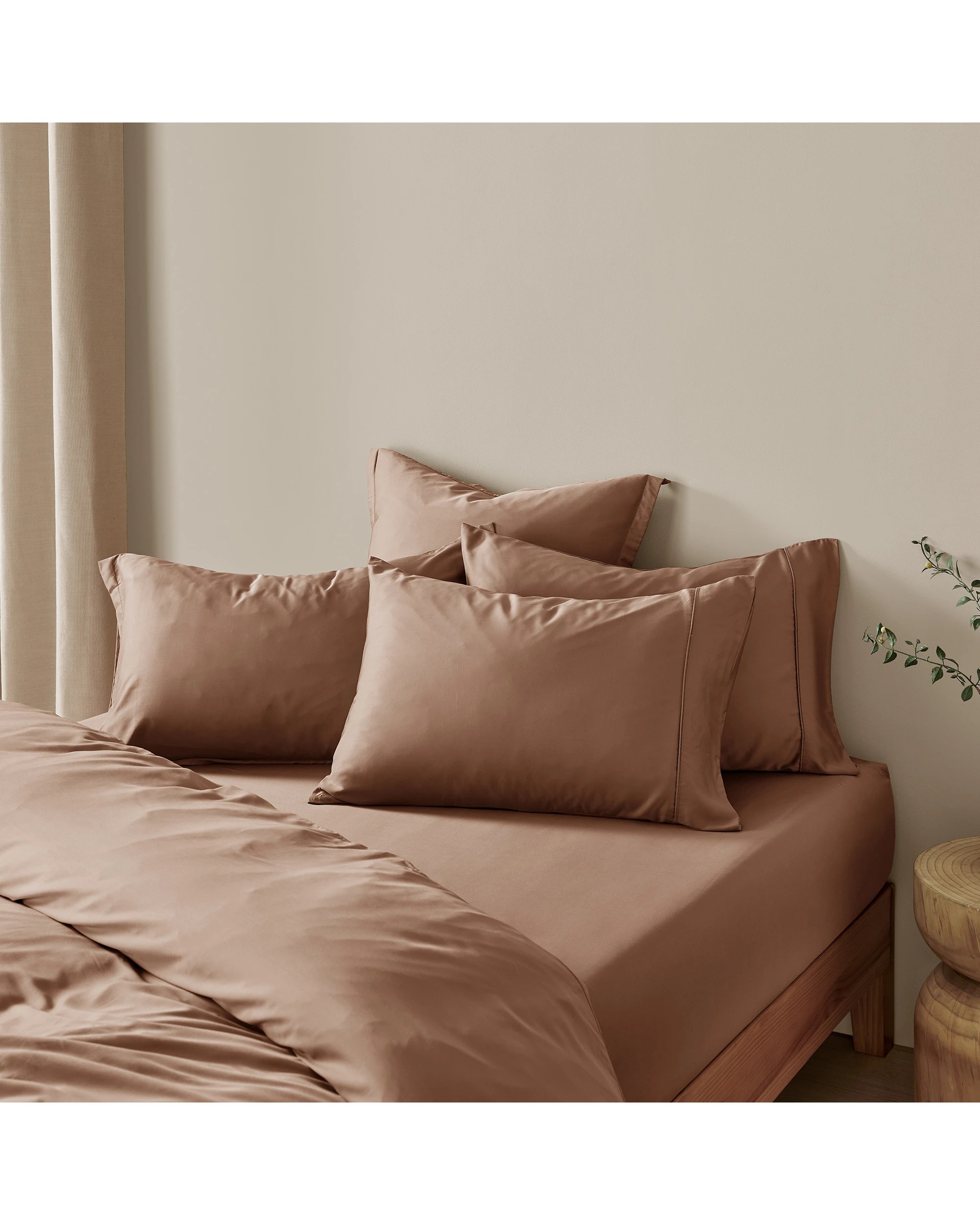 4 Natural Home 400TC 100% Bamboo Sateen Fitted Sheet Set - King Single Bed - Earth, 4 of 5