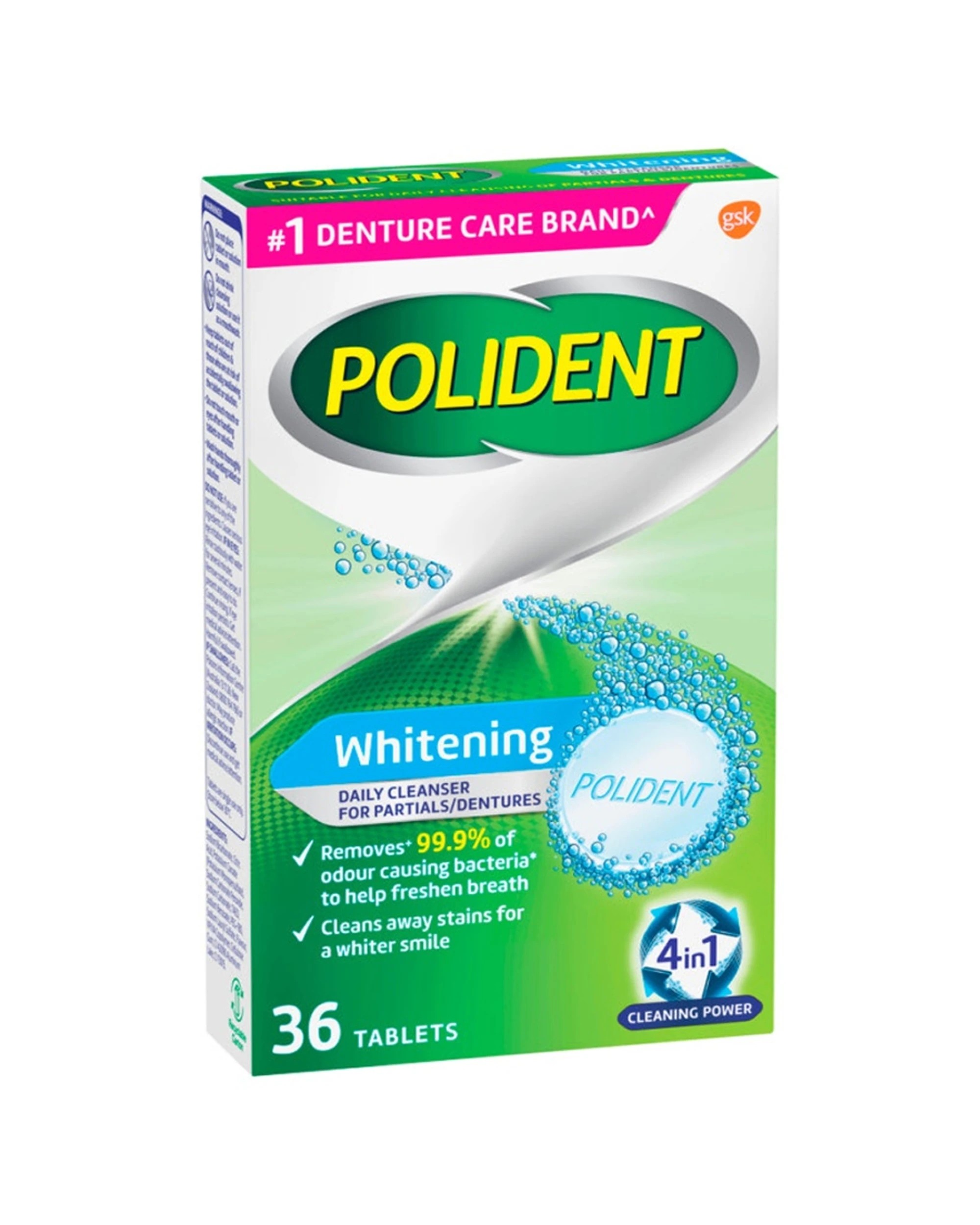 1 Polident Whitening Daily Cleanser for Dentures 36 Tablets, 1 of 1