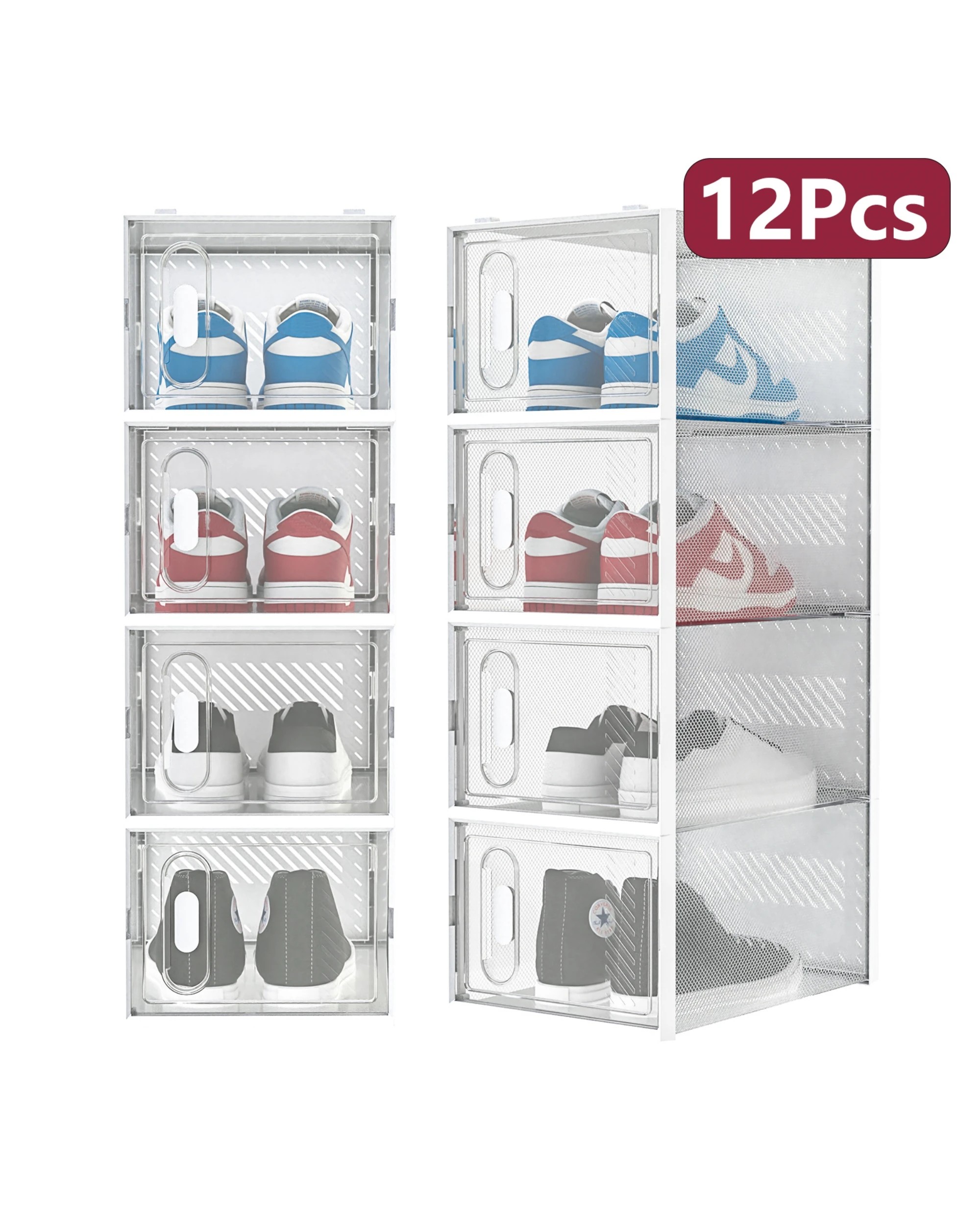 3 Advwin 12Pcs Clear Shoe Storage Case Display Box Stackable Sneaker Rack Aromatic White, 3 of 7