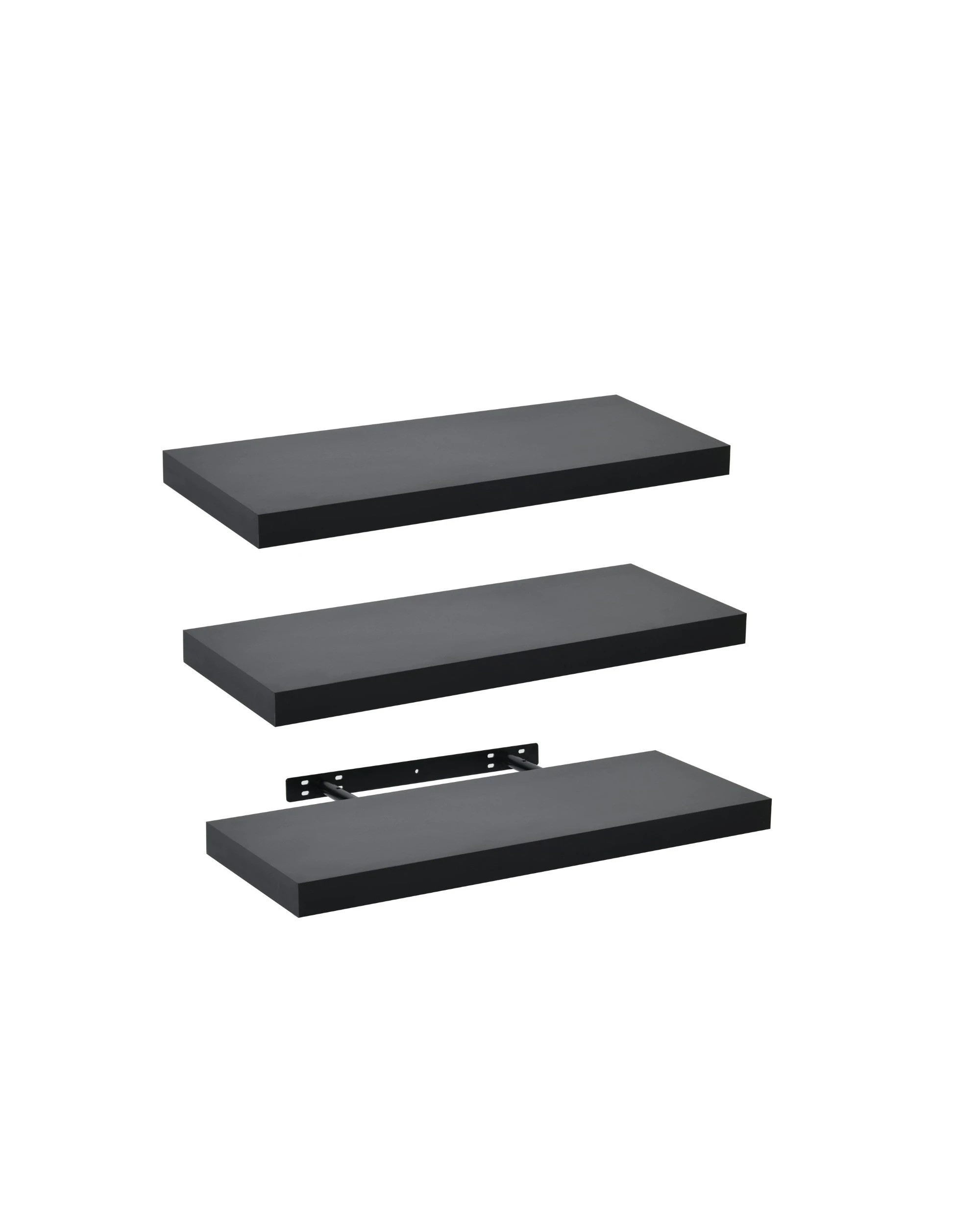 3 Takara Seiso Floating Wall Shelves Display Rack (Set of 3) Medium 60cm - Black, 3 of 9