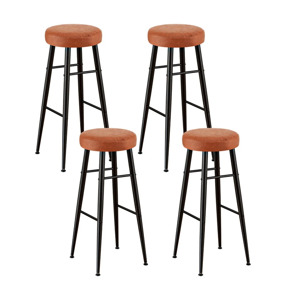 1 Artiss 4x Bar Stools Kitchen Dining Chairs Counter Round PU leather Lane - Multi, 1 of 6