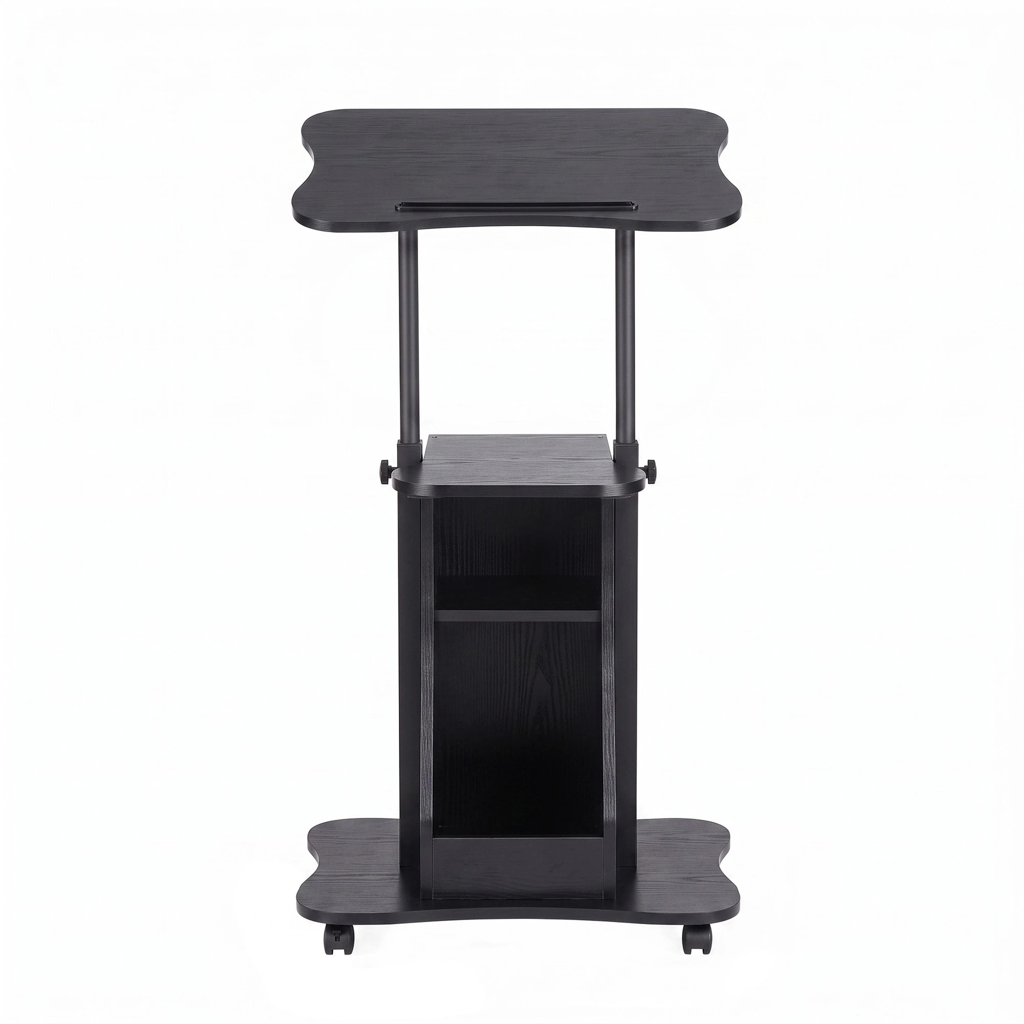 4 Artiss Mobile Podium Stand with Lockable Wheels Height Adjustable Laptop Desk - Black, 4 of 10
