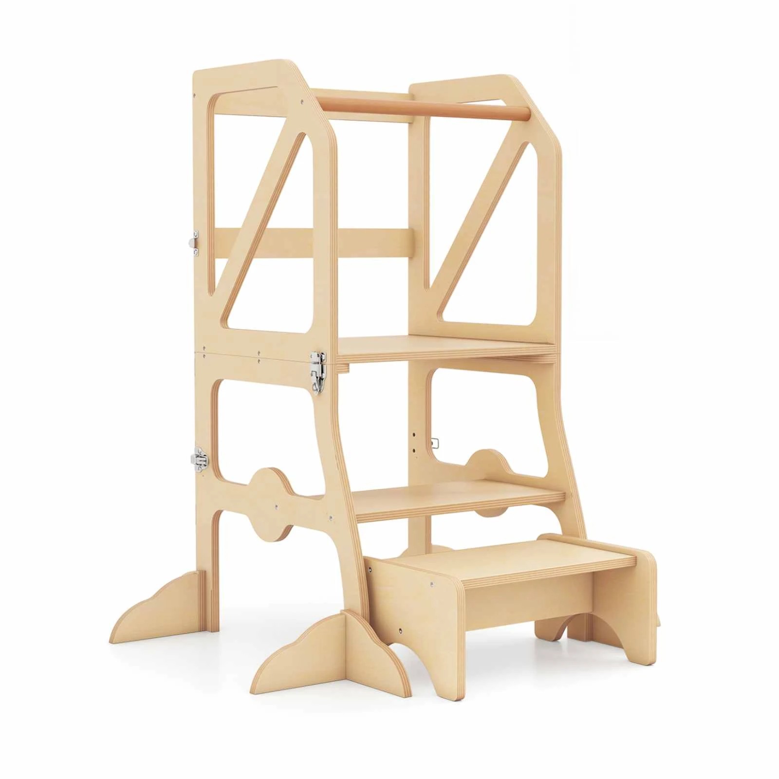 1 Costway 2 in 1 Standing Tower Foldable Kitchen Step Stool Helper, 1 of 1