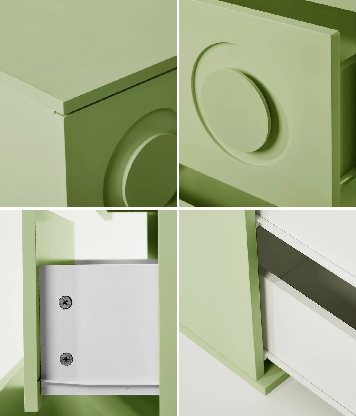 4 Oikiture 3 Chest of Drawers Spacious Cabinet Bedroom Dresser Nightstand - Green, 4 of 9